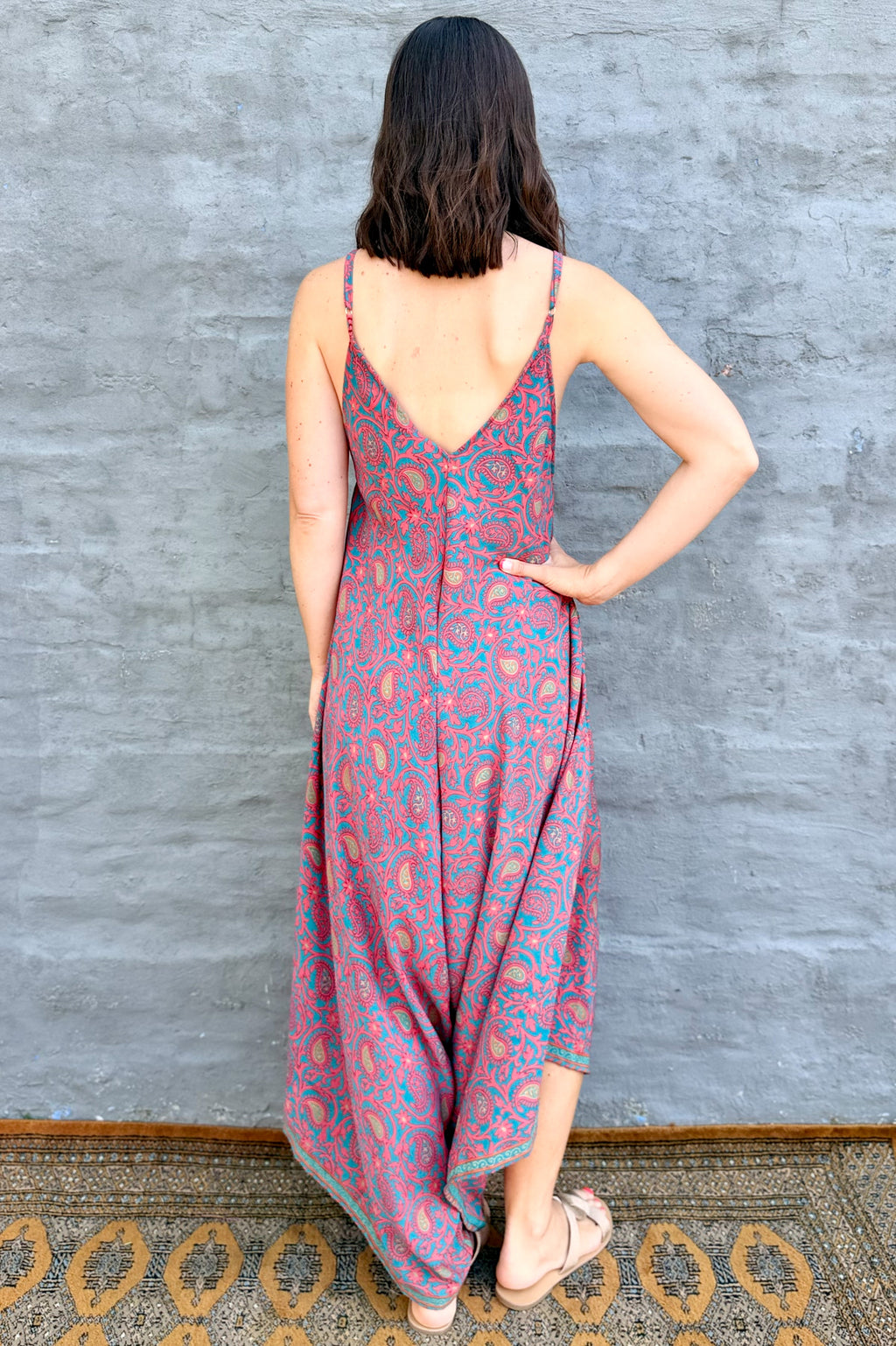 Jiya Jumpsuit In Salmon Paisley
