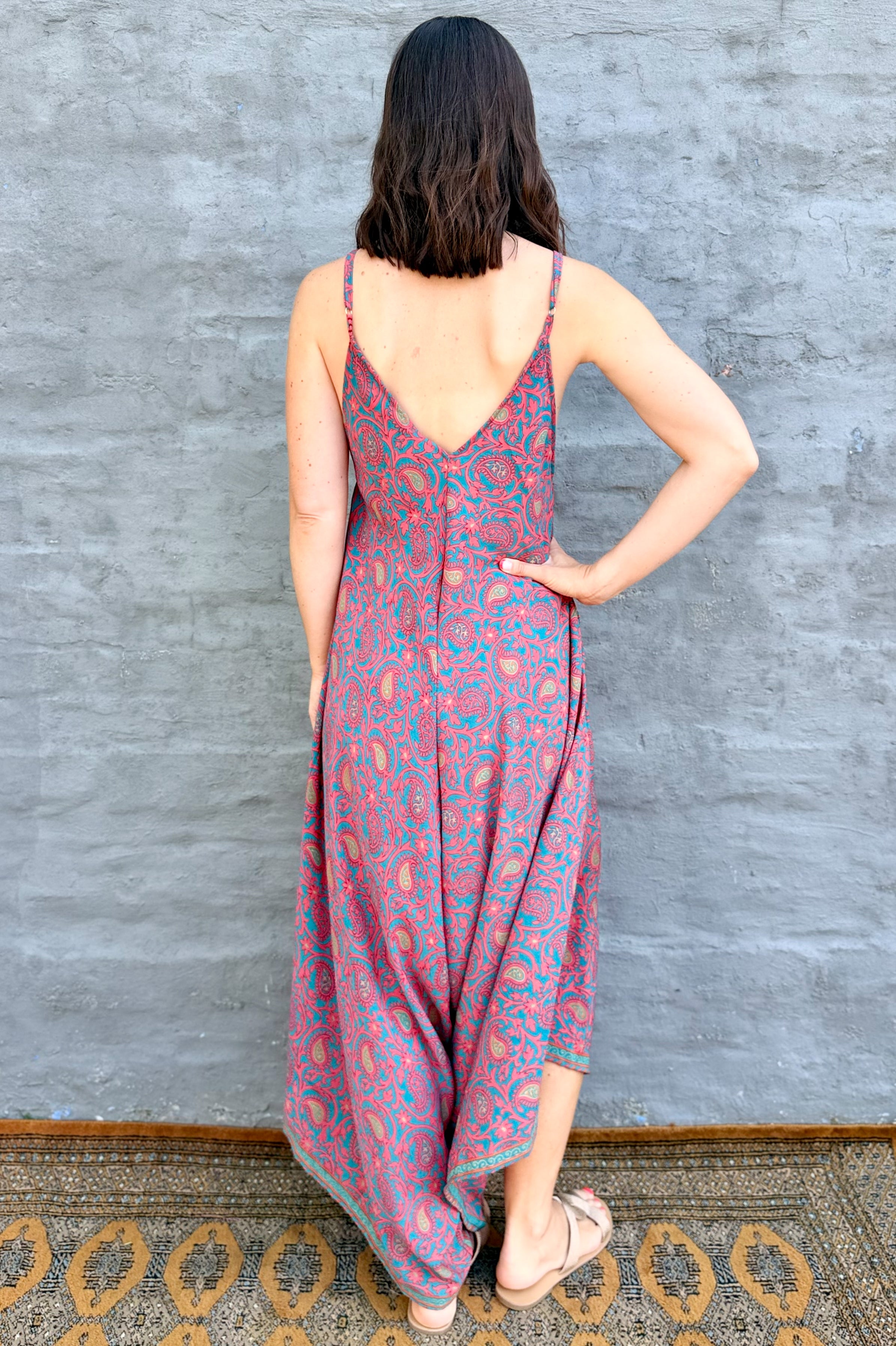 Jiya Jumpsuit In Salmon Paisley