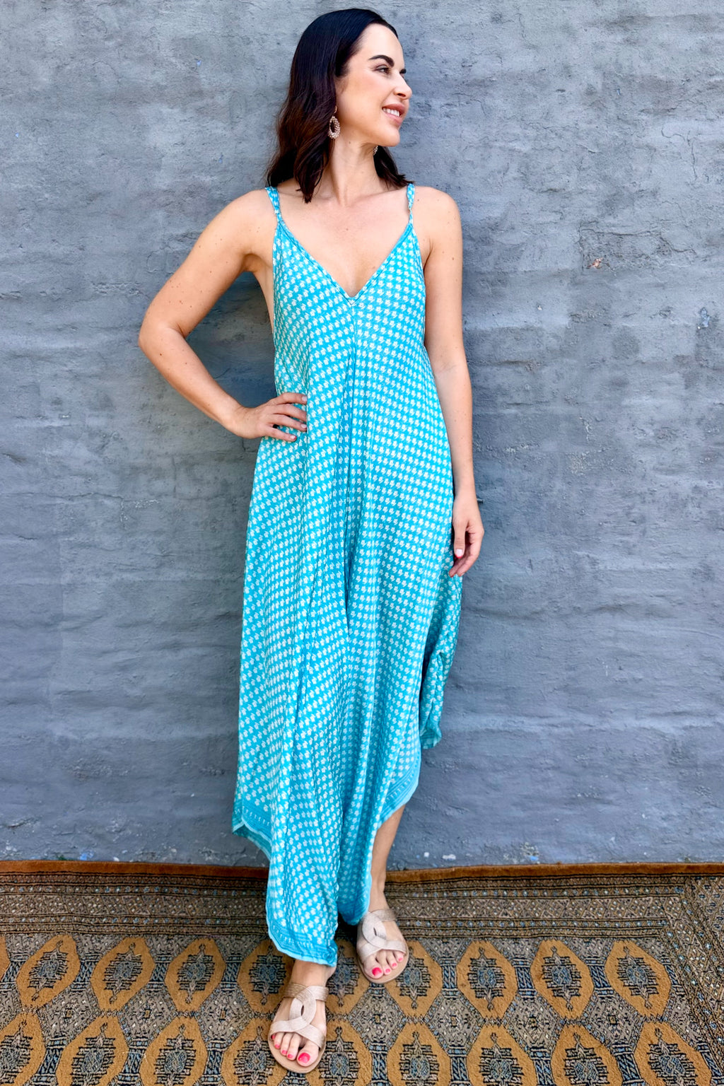 Jiya Jumpsuit In Turquoise Tulip