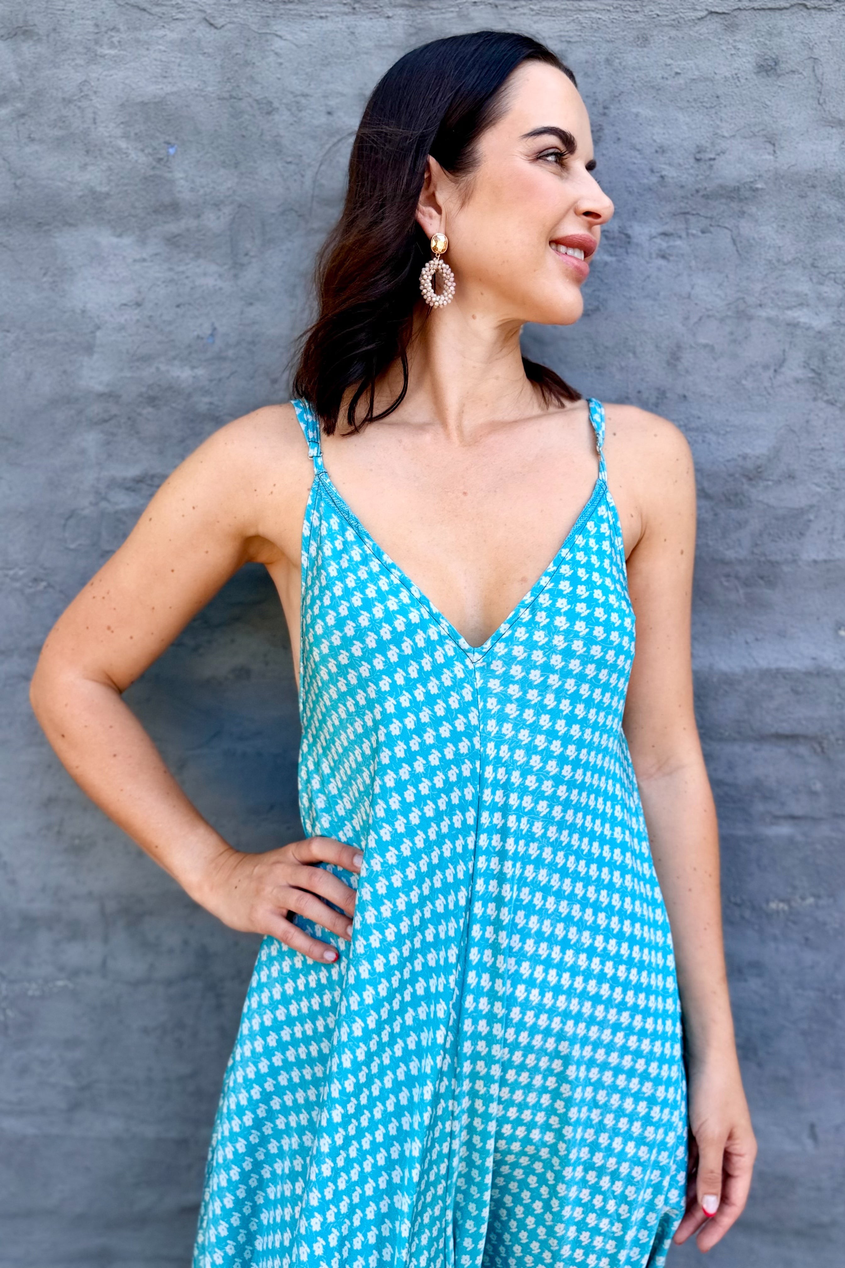 Jiya Jumpsuit In Turquoise Tulip