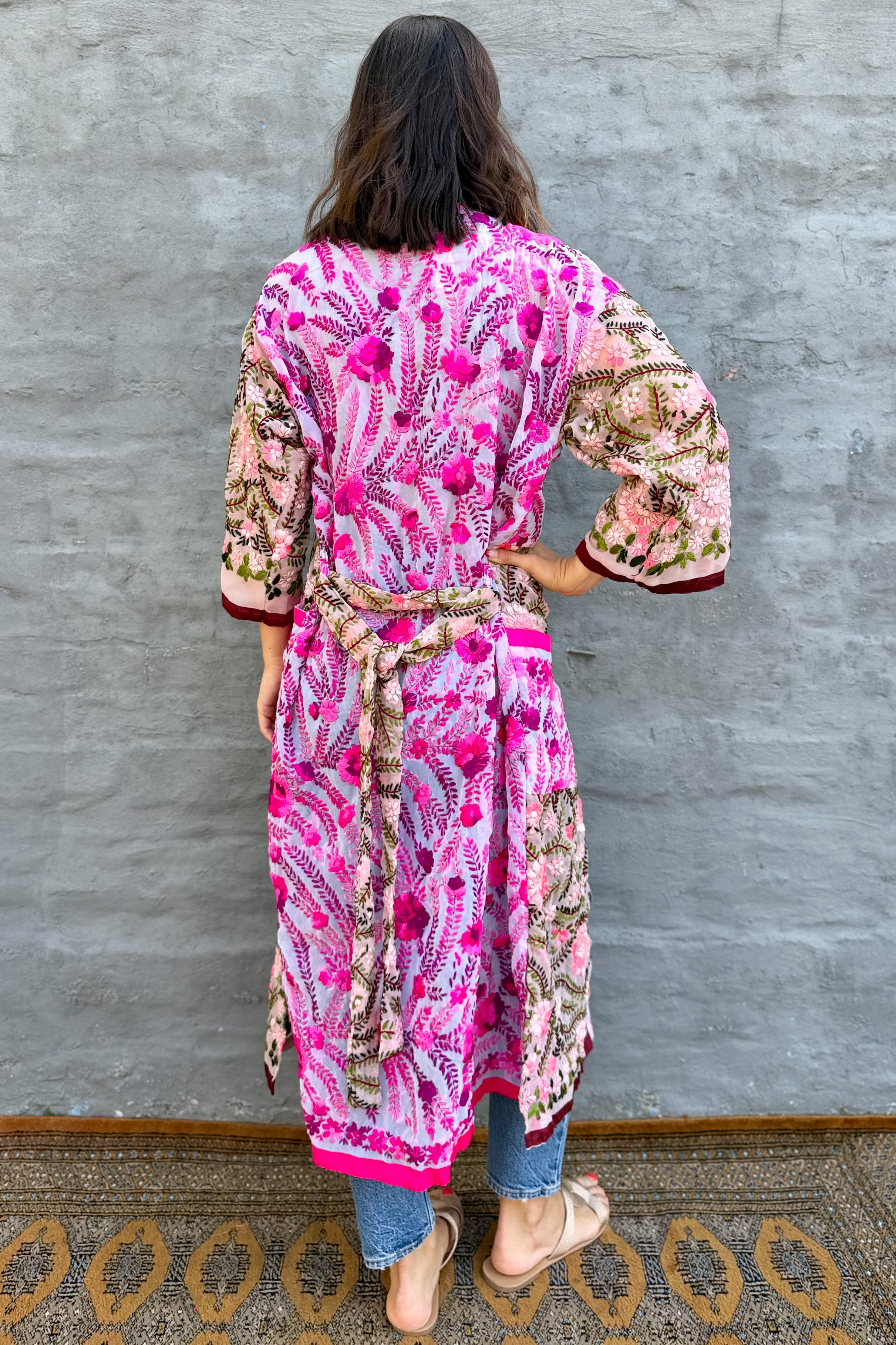 Phulkari Kimono In Perfect Pink