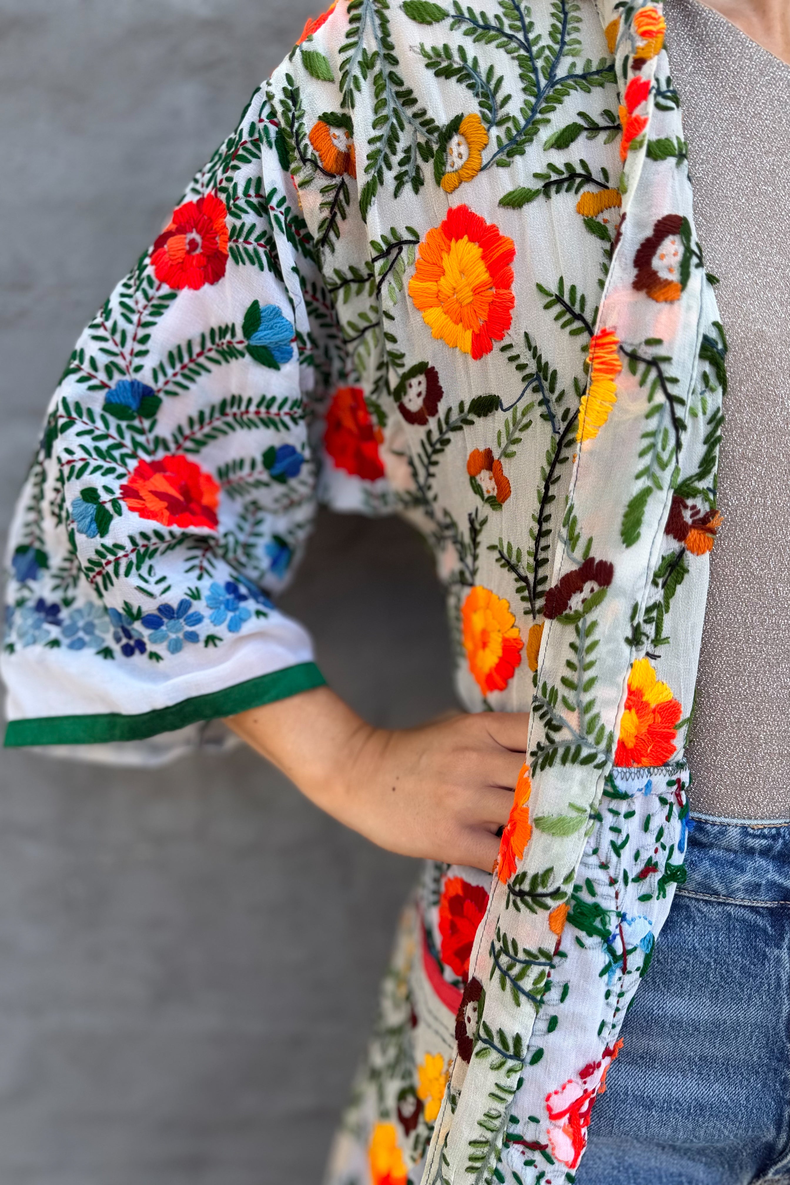 Phulkari Kimono In Flame