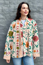 Velvet Suzani Jacket In Sand Daisy