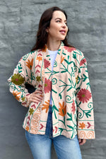 Velvet Suzani Jacket In Sand Daisy