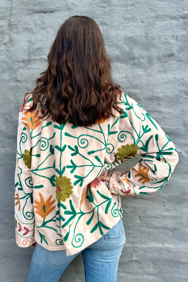 Velvet Suzani Jacket In Sand Daisy
