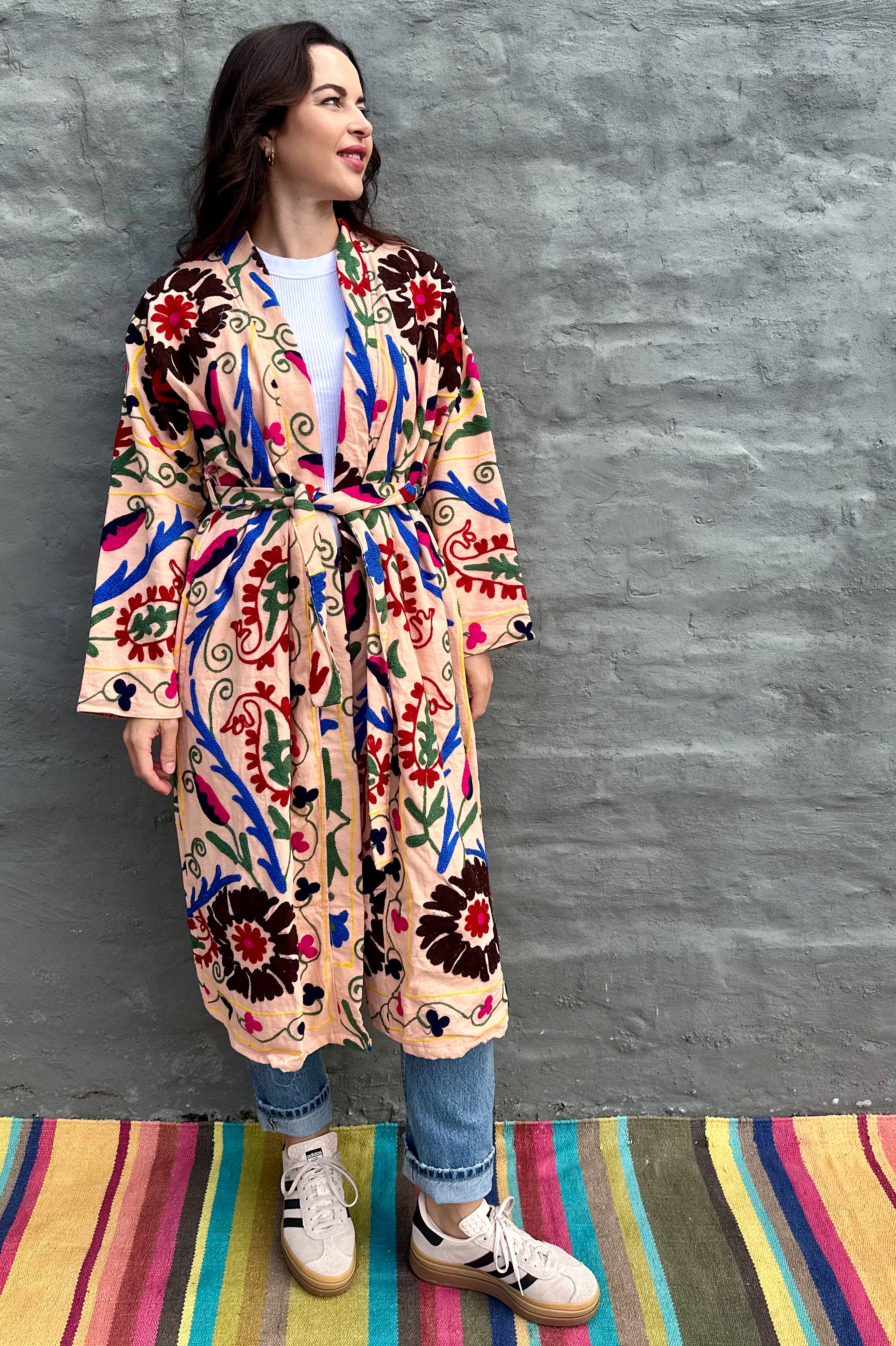 Suzani Coat In Pretty Peach