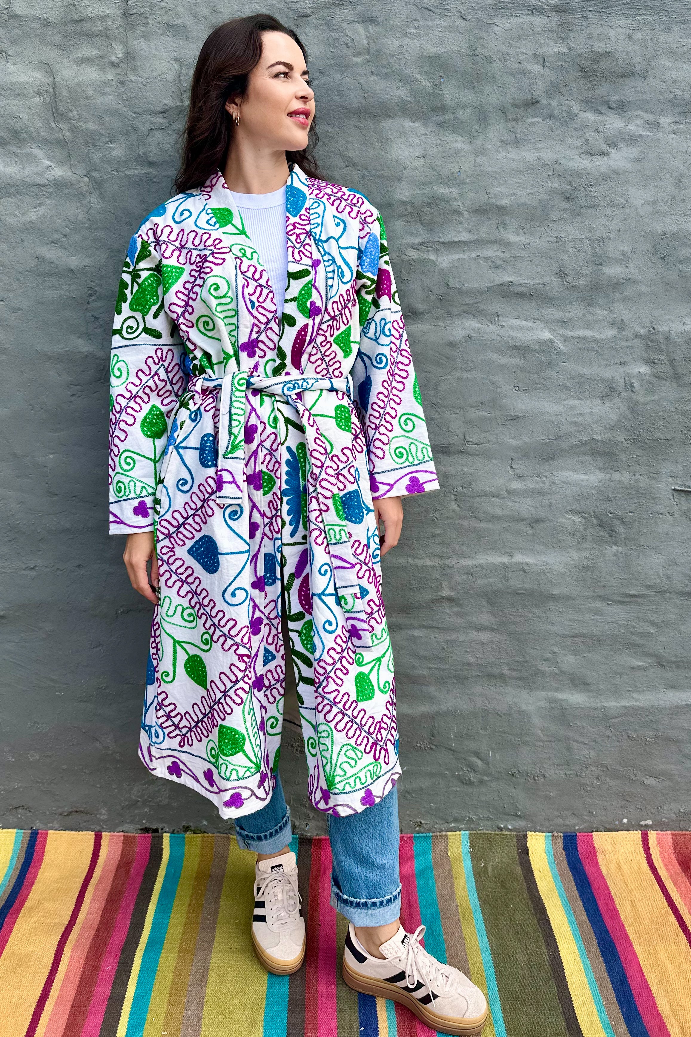 Suzani Coat In Pop Of Purple