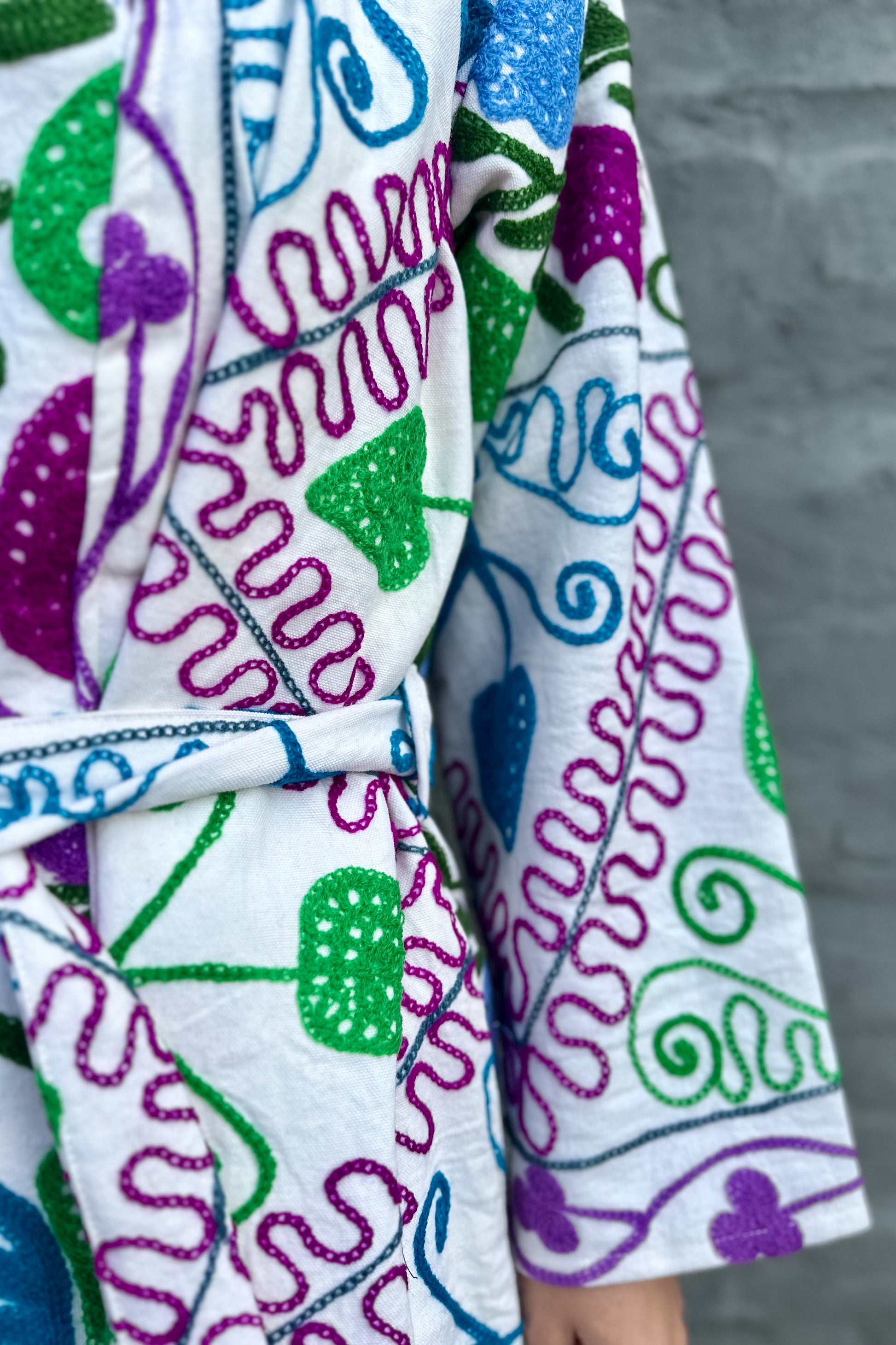 Suzani Coat In Pop Of Purple
