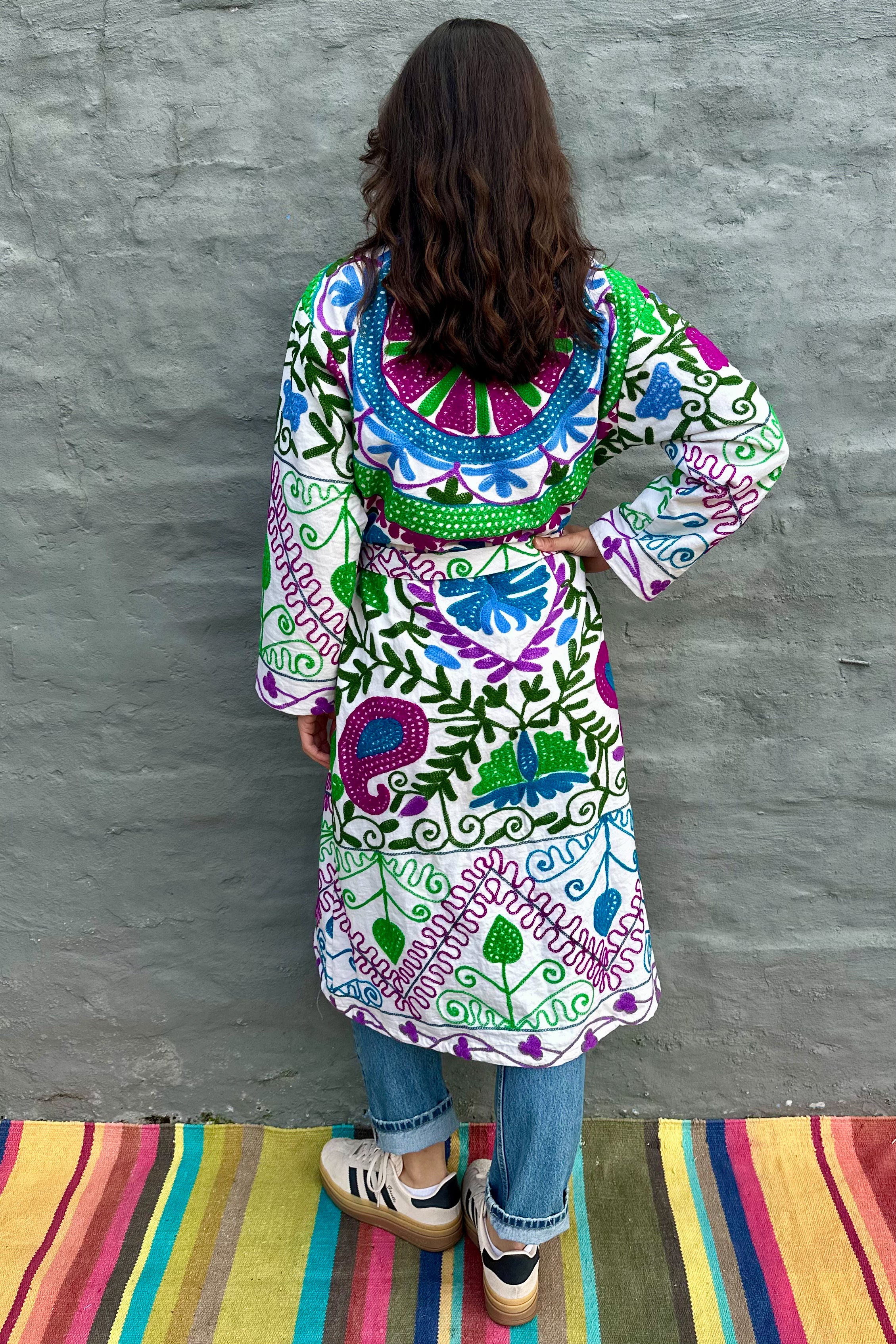 Suzani Coat In Pop Of Purple