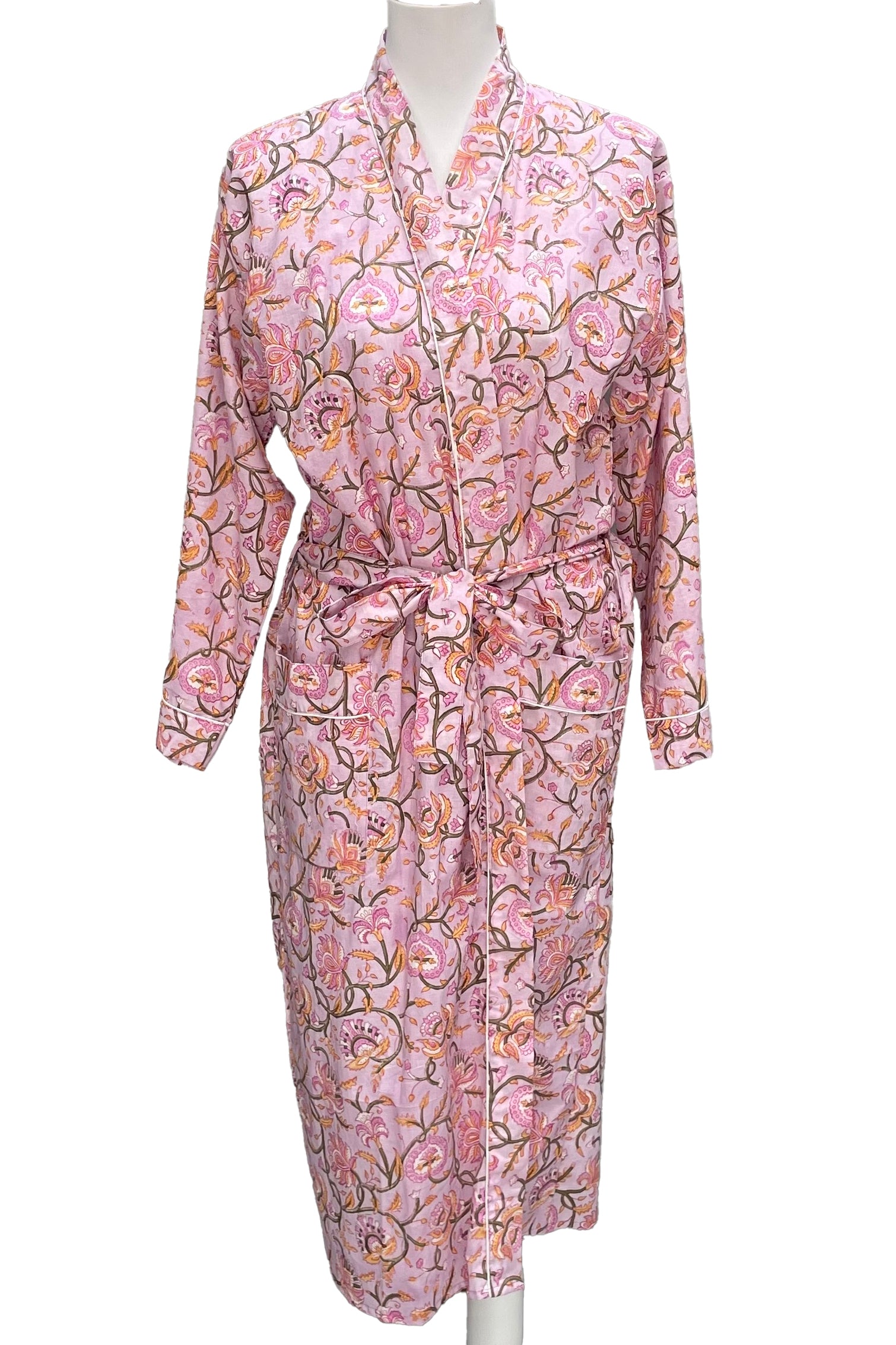 Cotton Kimono In Mauve Botanical