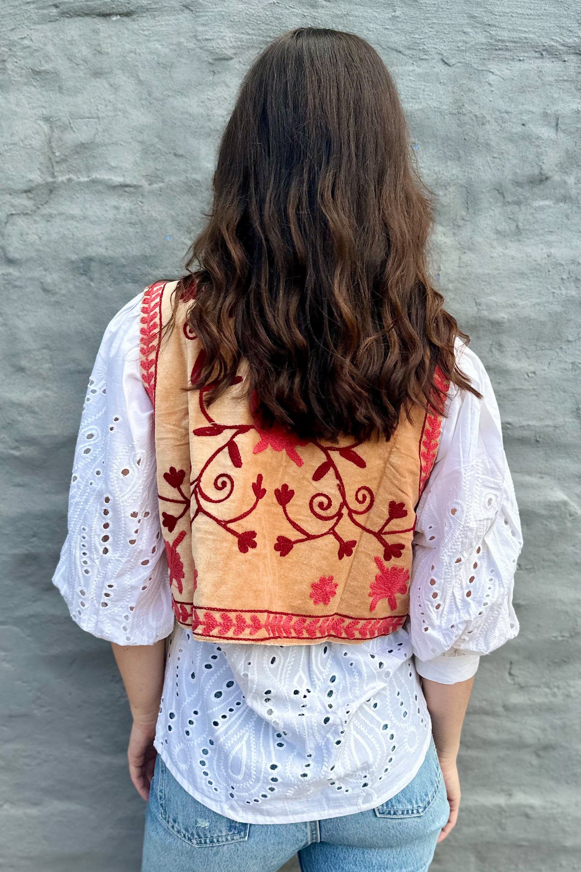 Velvet Waistcoat In Peach