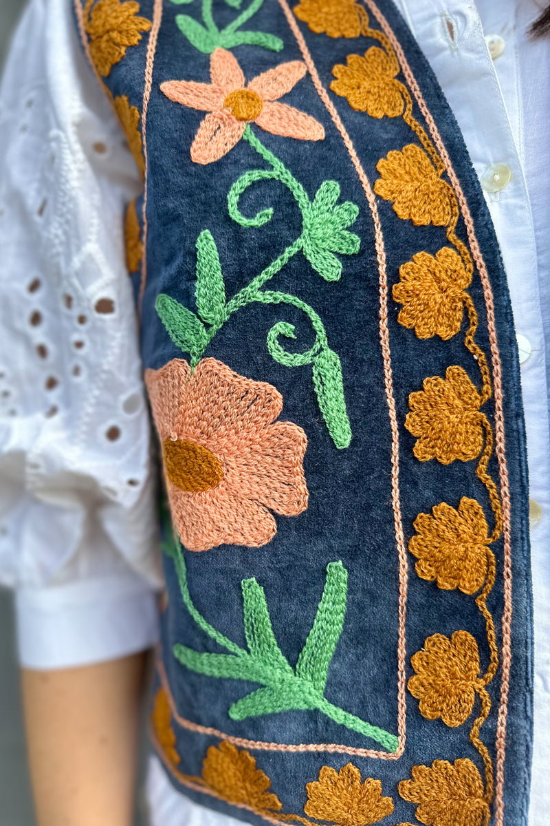 Velvet Waistcoat In Prussian