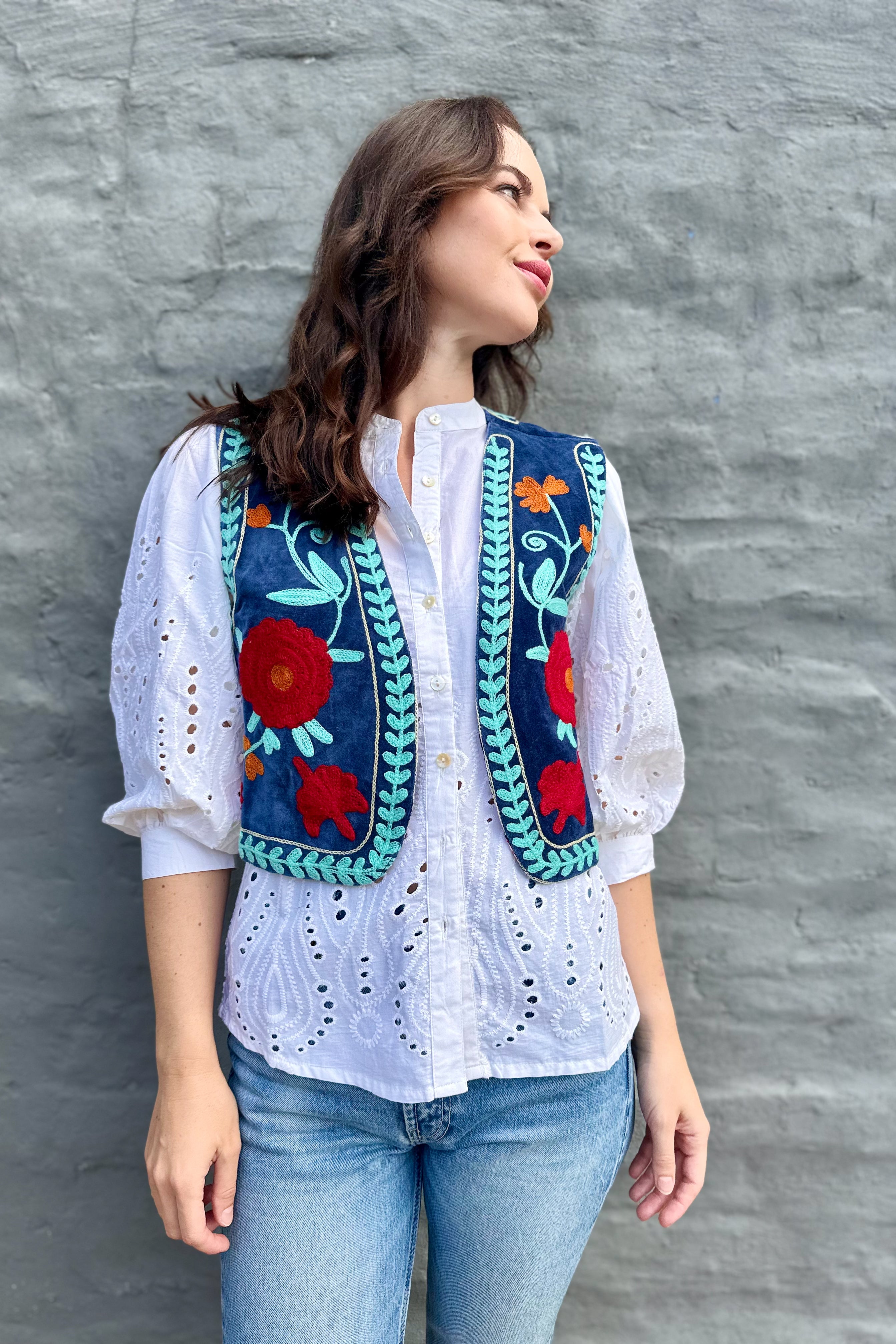 Velvet Waistcoat In Sapphire