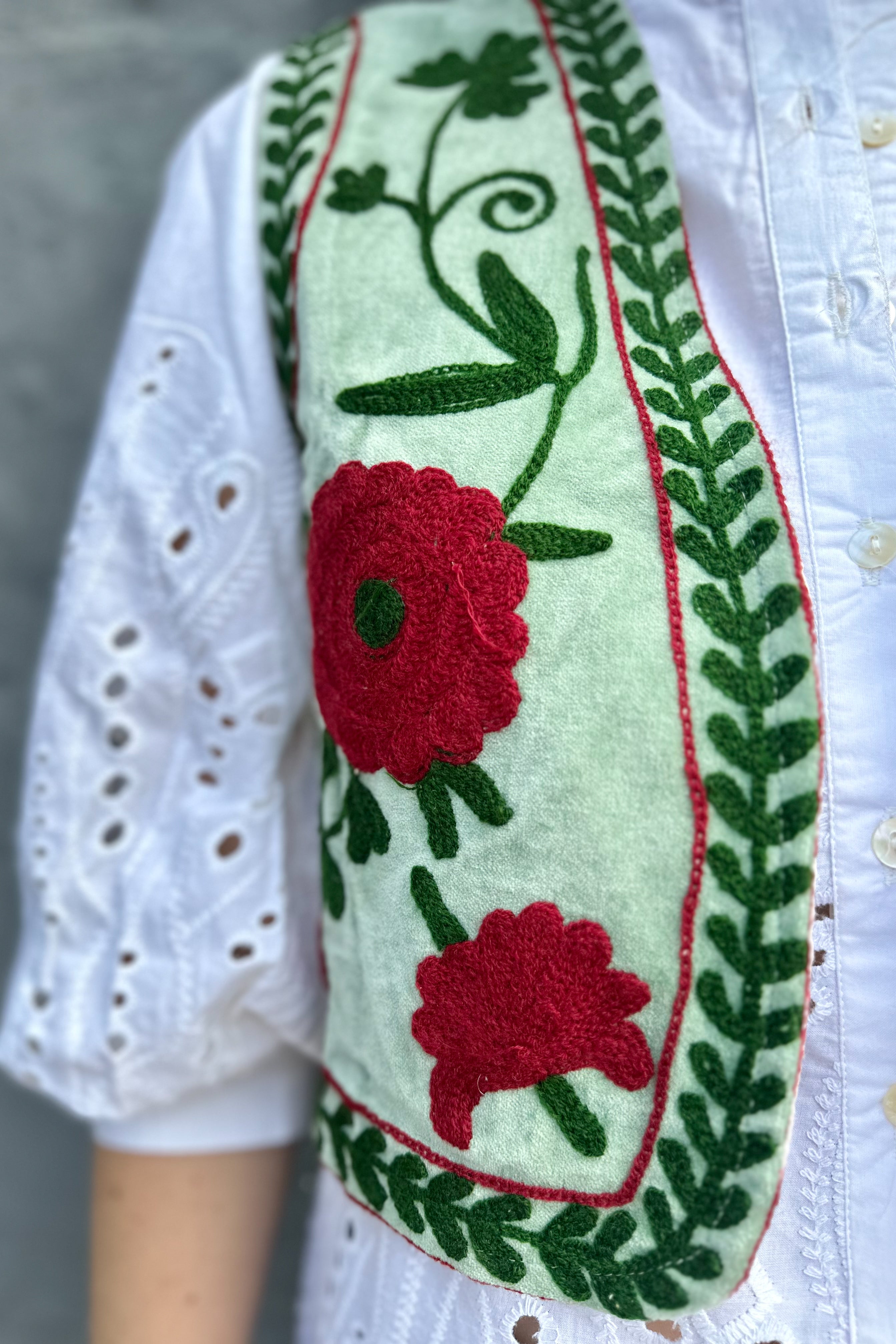 Velvet Waistcoat In Sage