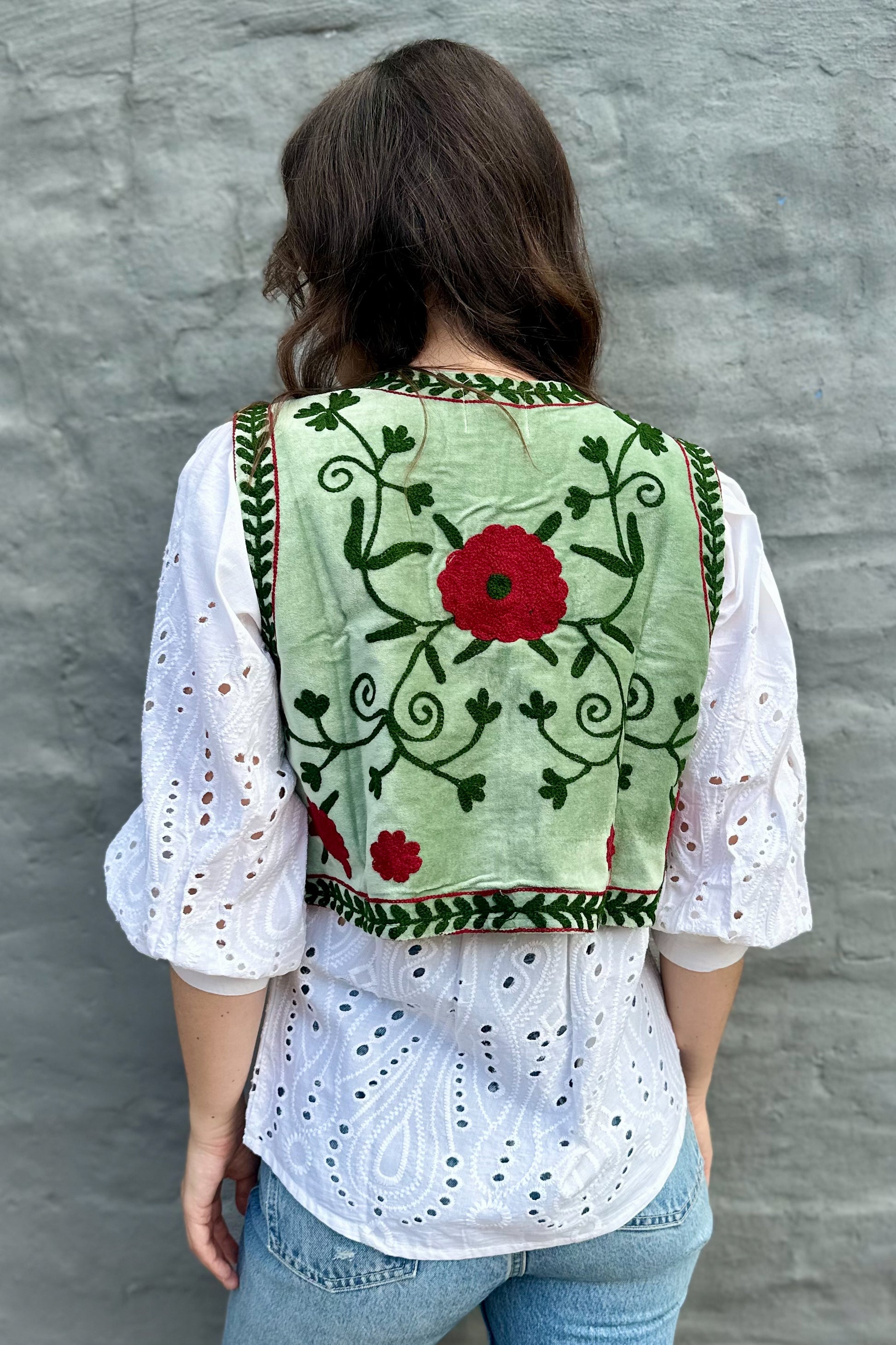 Velvet Waistcoat In Sage