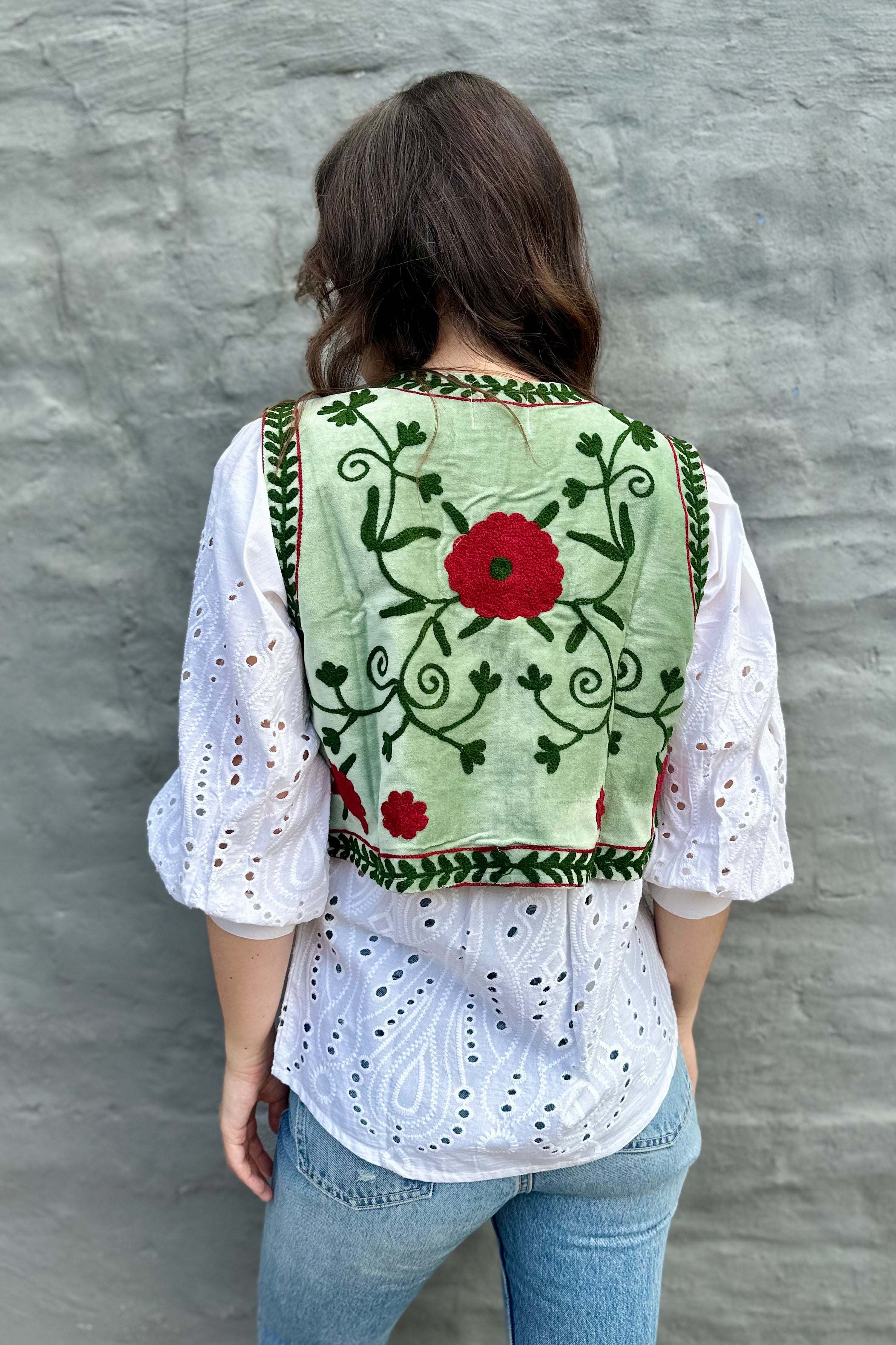 Velvet Waistcoat In Sage