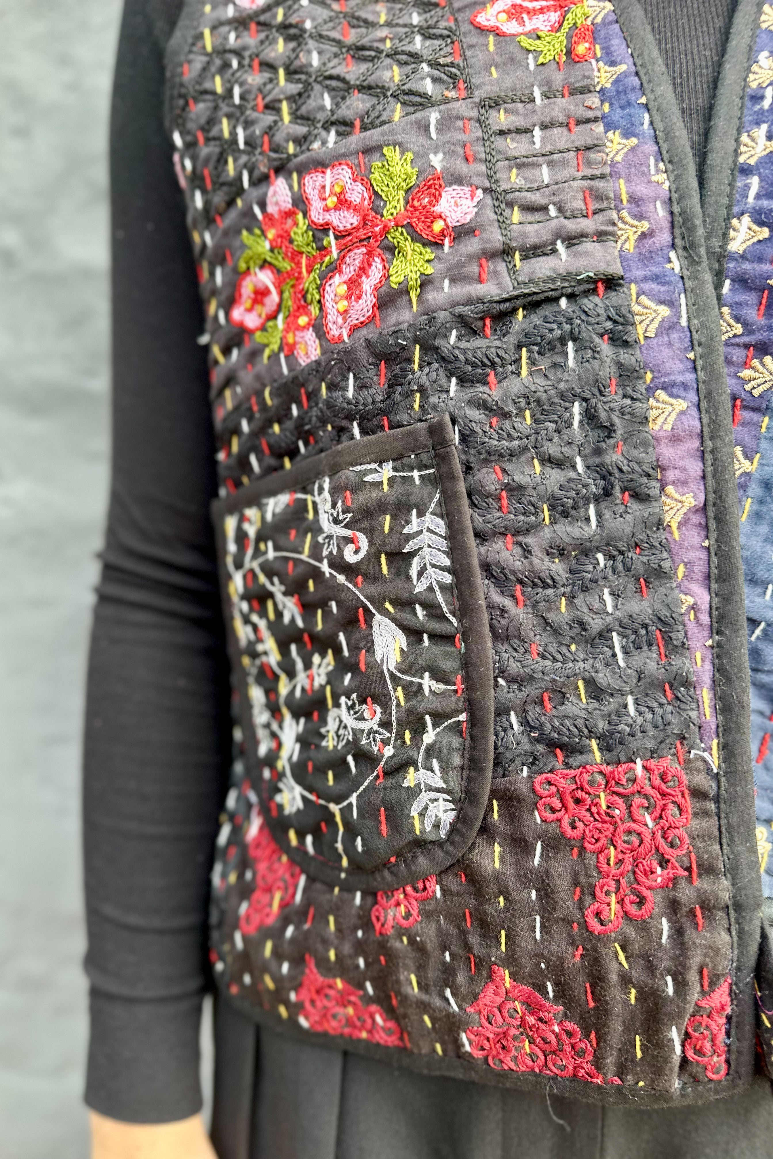 Kantha Waistcoat In Midnight