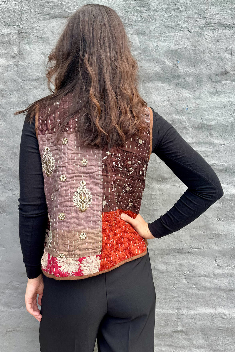 Kantha Waistcoat In Chocolate