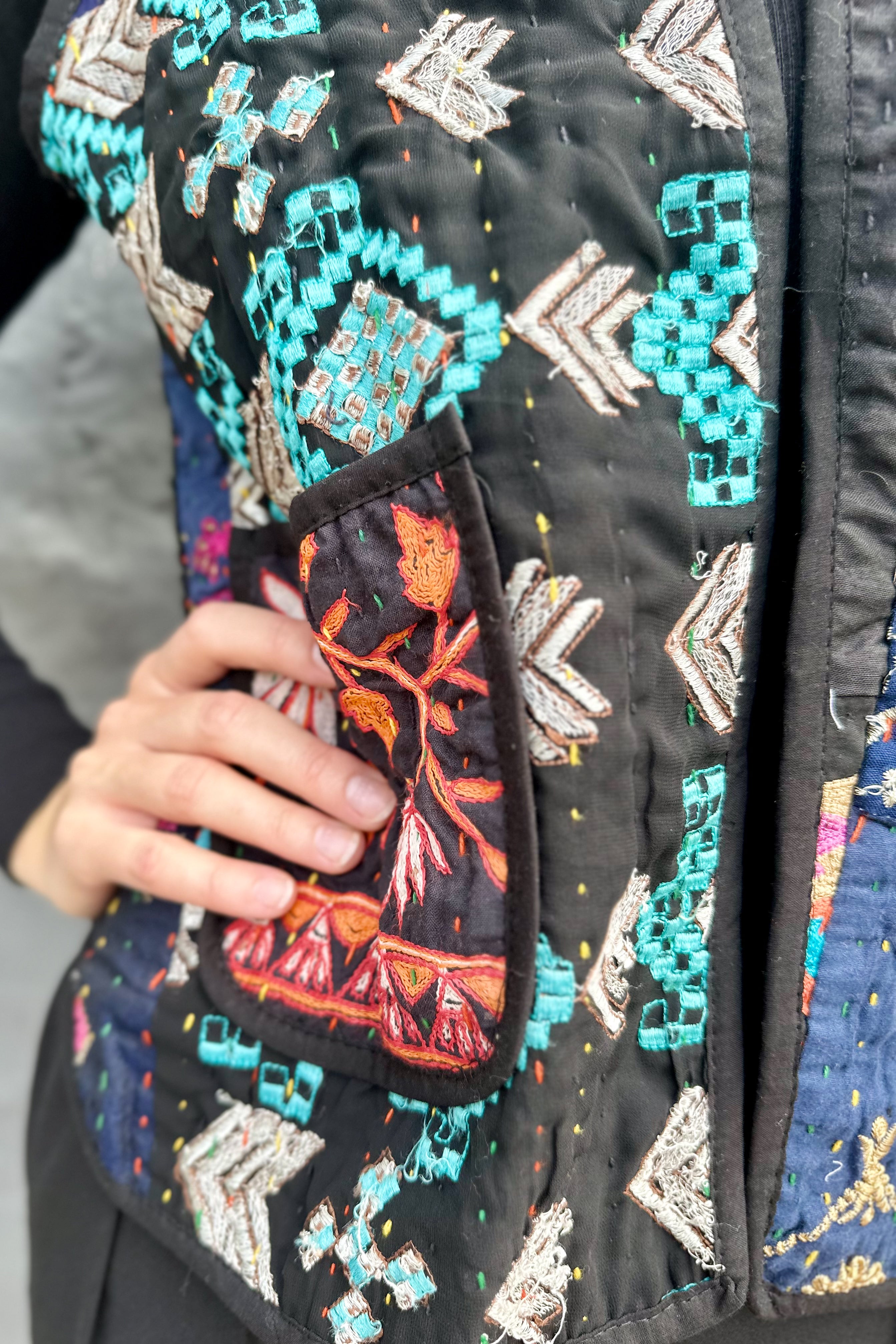 Kantha Waistcoat In Ink