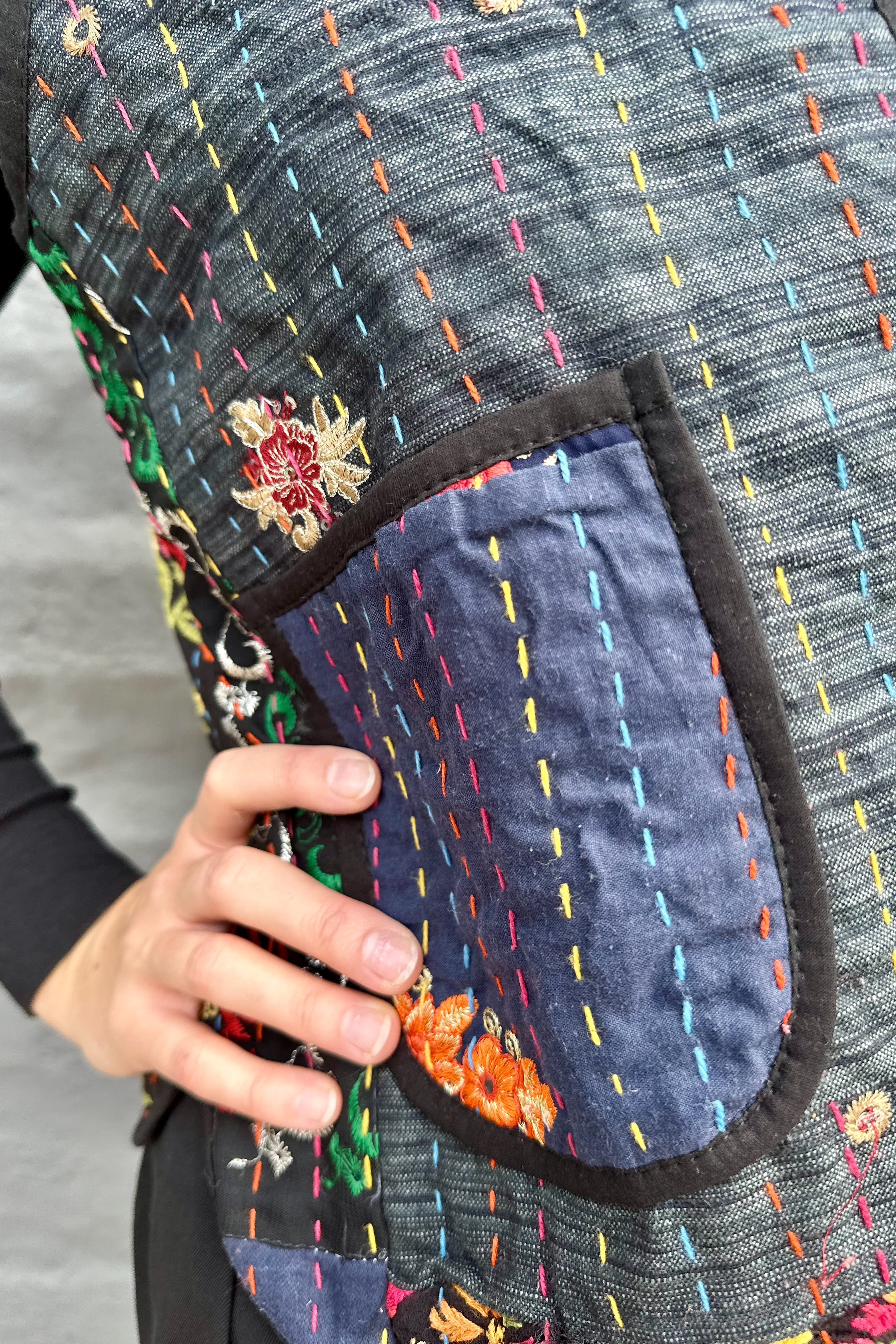 Kantha Waistcoat In Sable