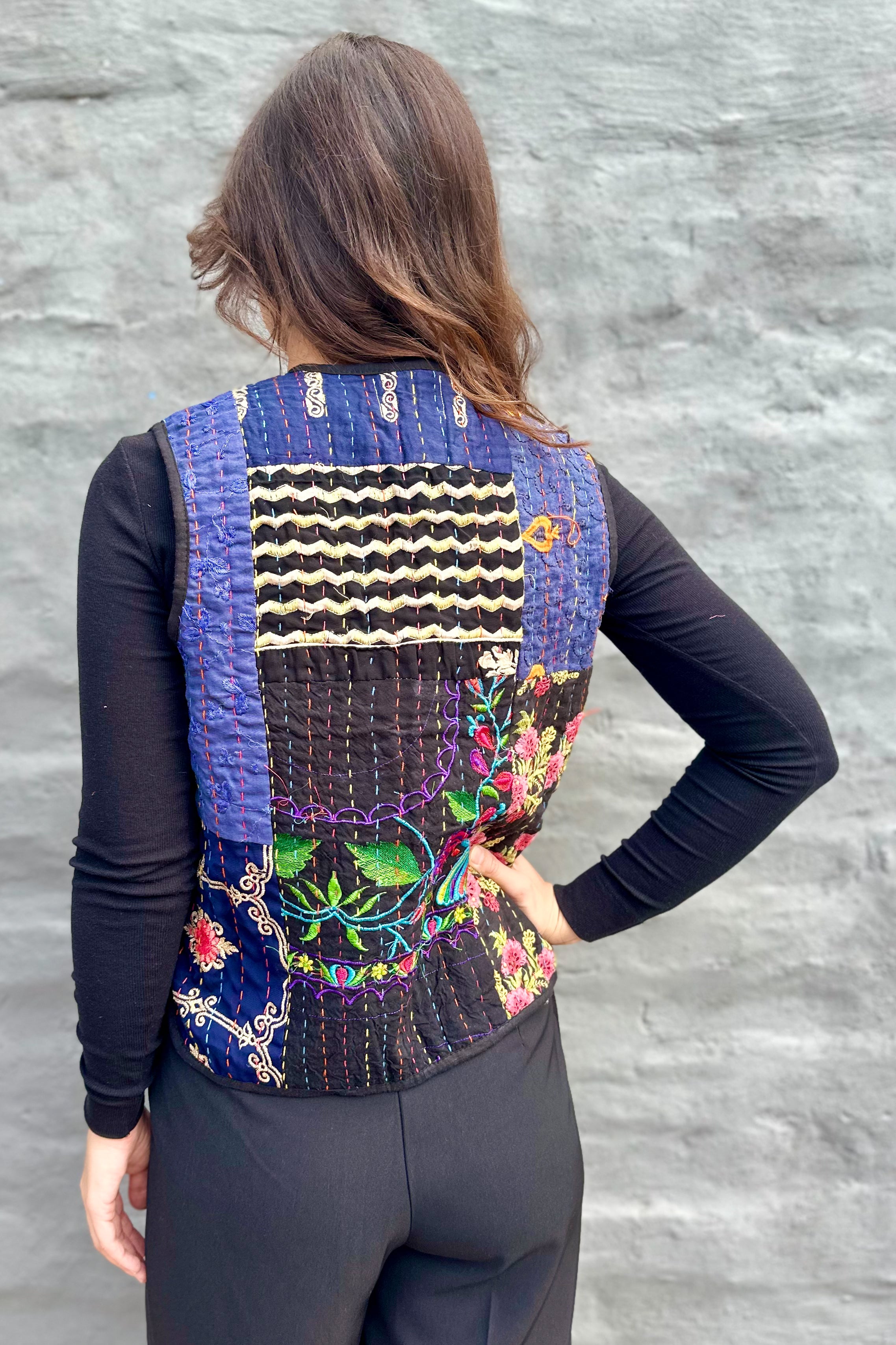 Kantha Waistcoat In Sable