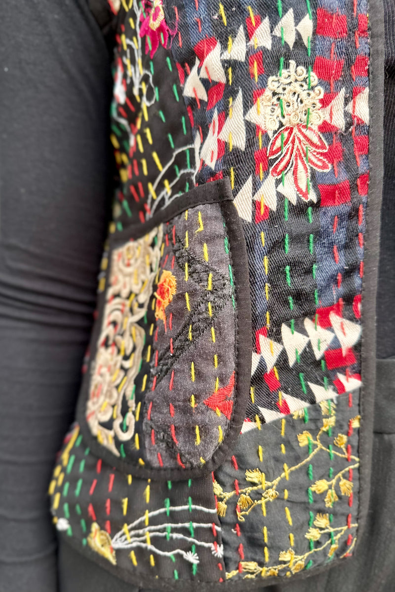 Kantha Waistcoat In Carbon