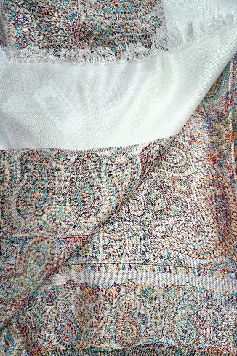 Cashmere & Bamboo Scarf In Pale Paisley