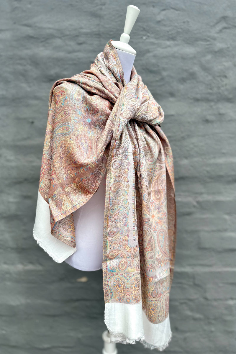 Cashmere & Bamboo Scarf In Pale Paisley