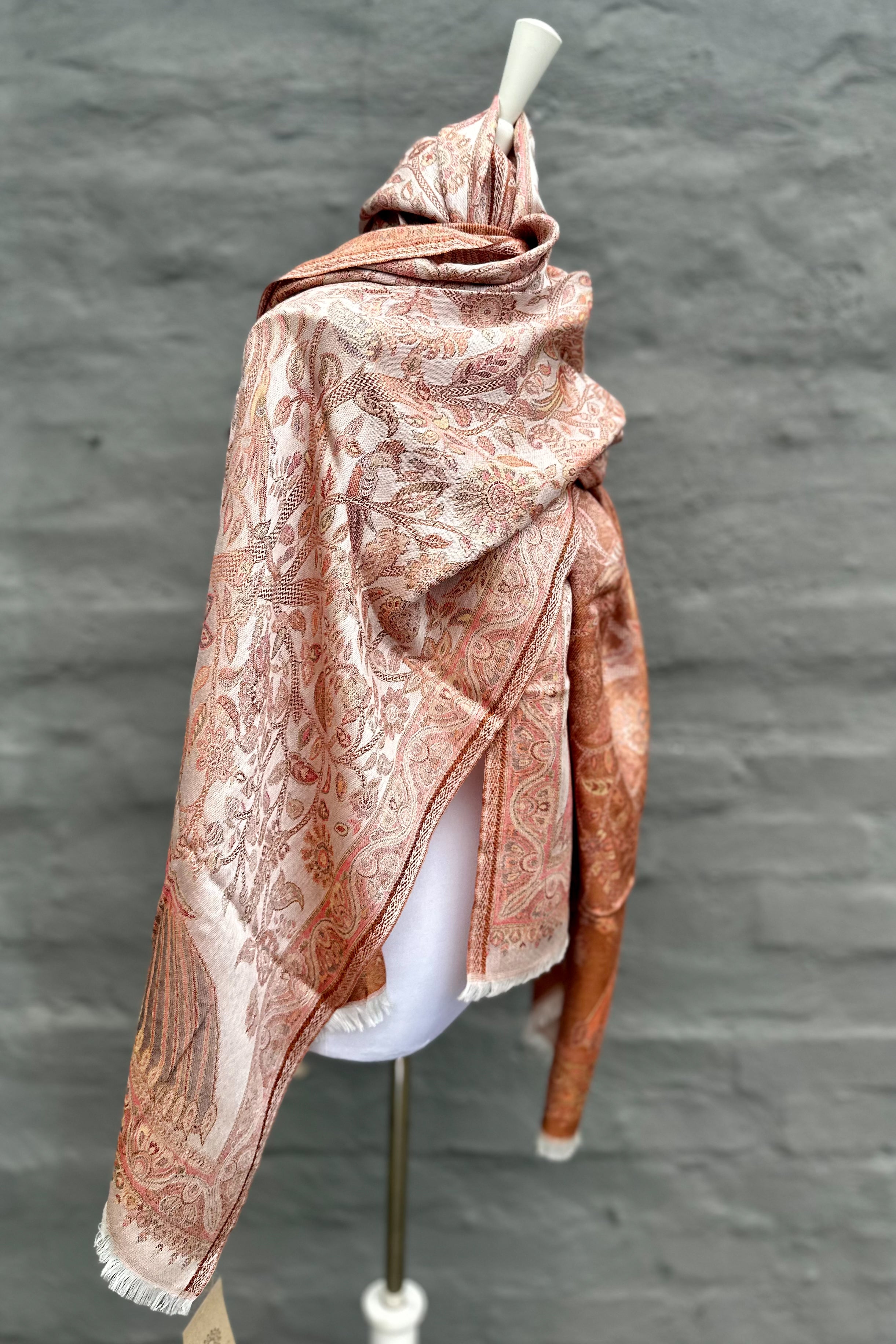 Cashmere & Bamboo Scarf In Pale Peacock