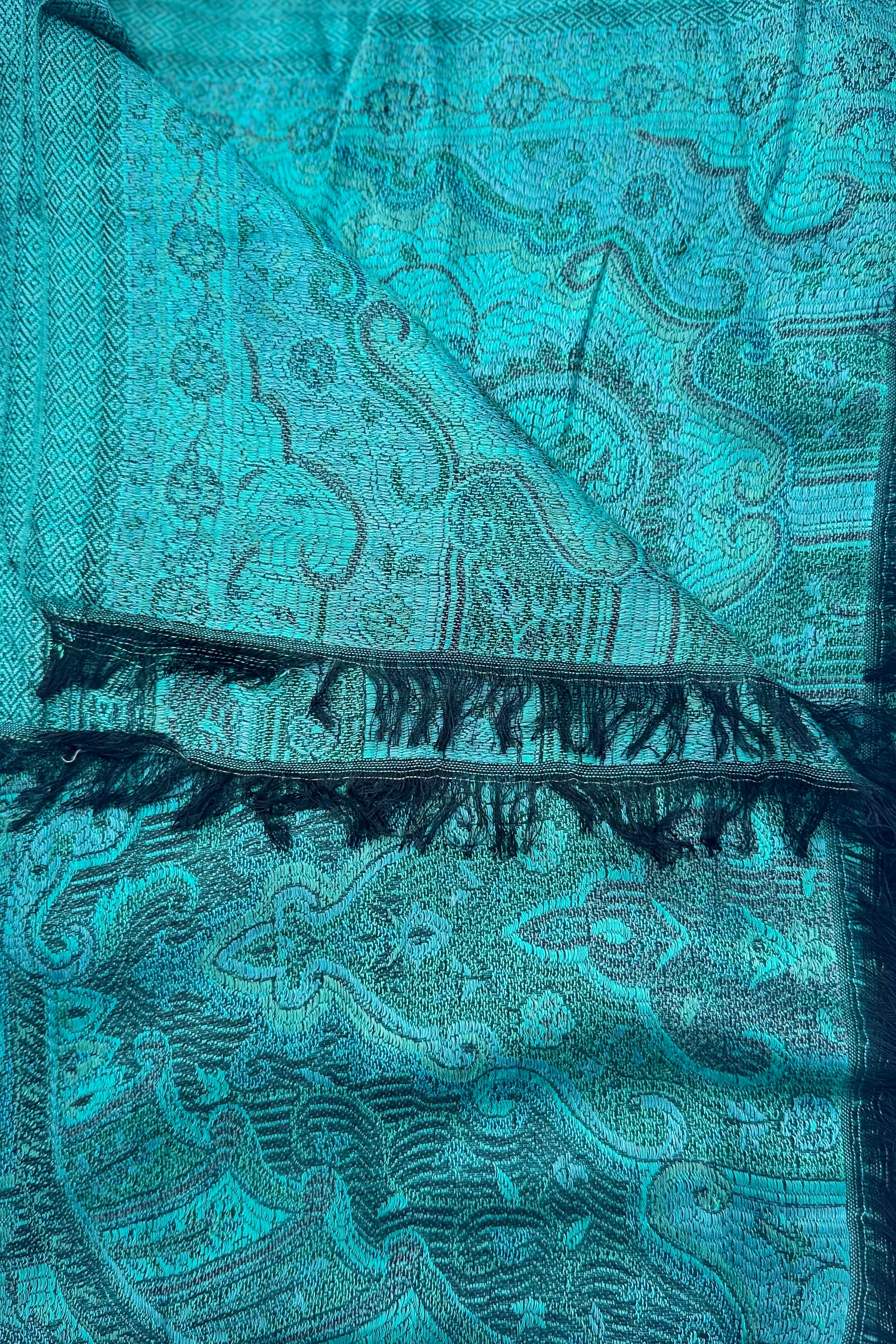 Cashmere & Bamboo Scarf In Jade Paisley