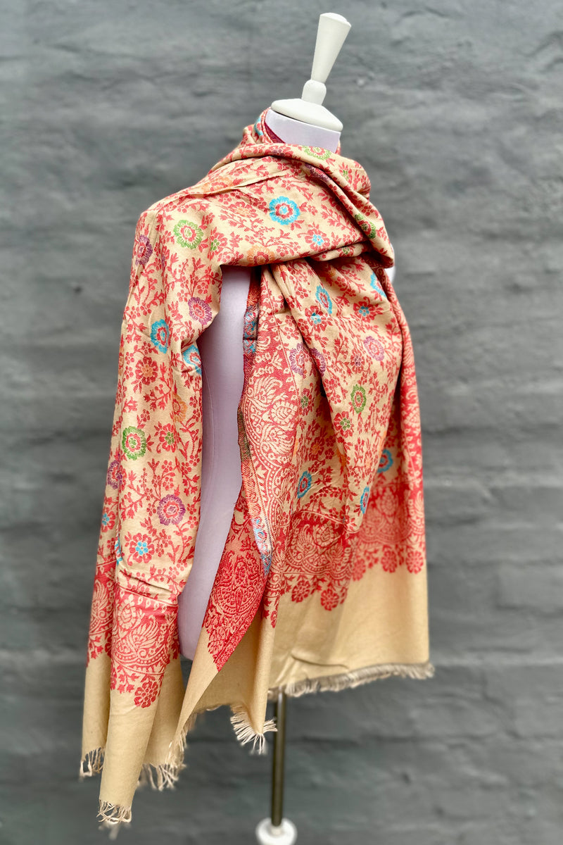 Cashmere & Bamboo Scarf In Sandy Floral