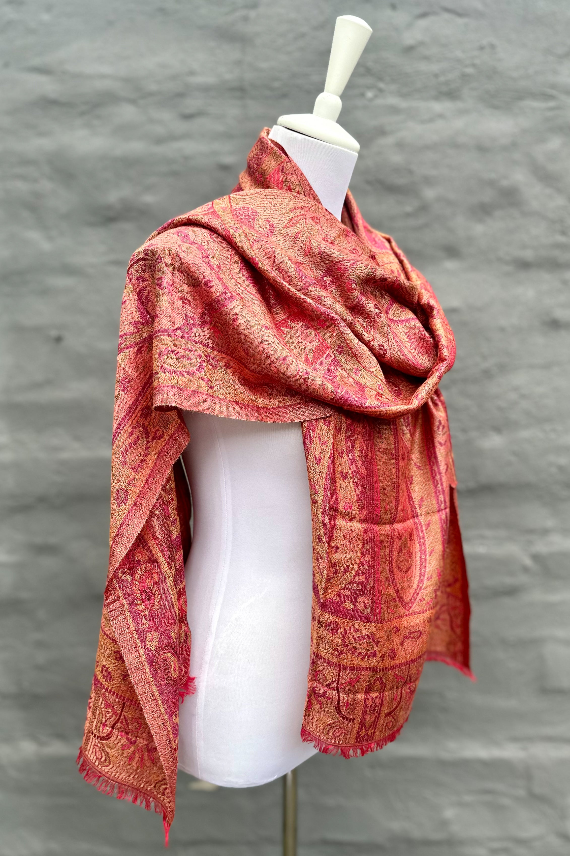 Cashmere & Bamboo Scarf In Crimson Paisley