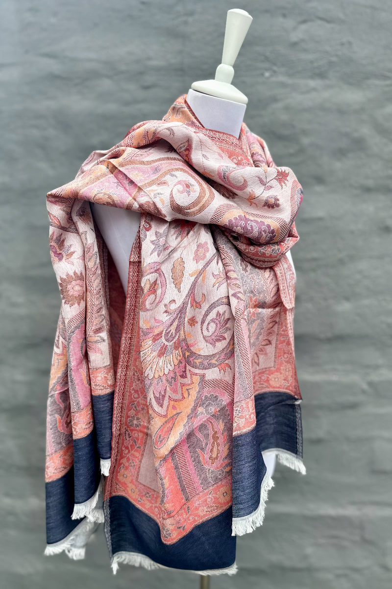 Cashmere & Bamboo Scarf In Warm Paisley