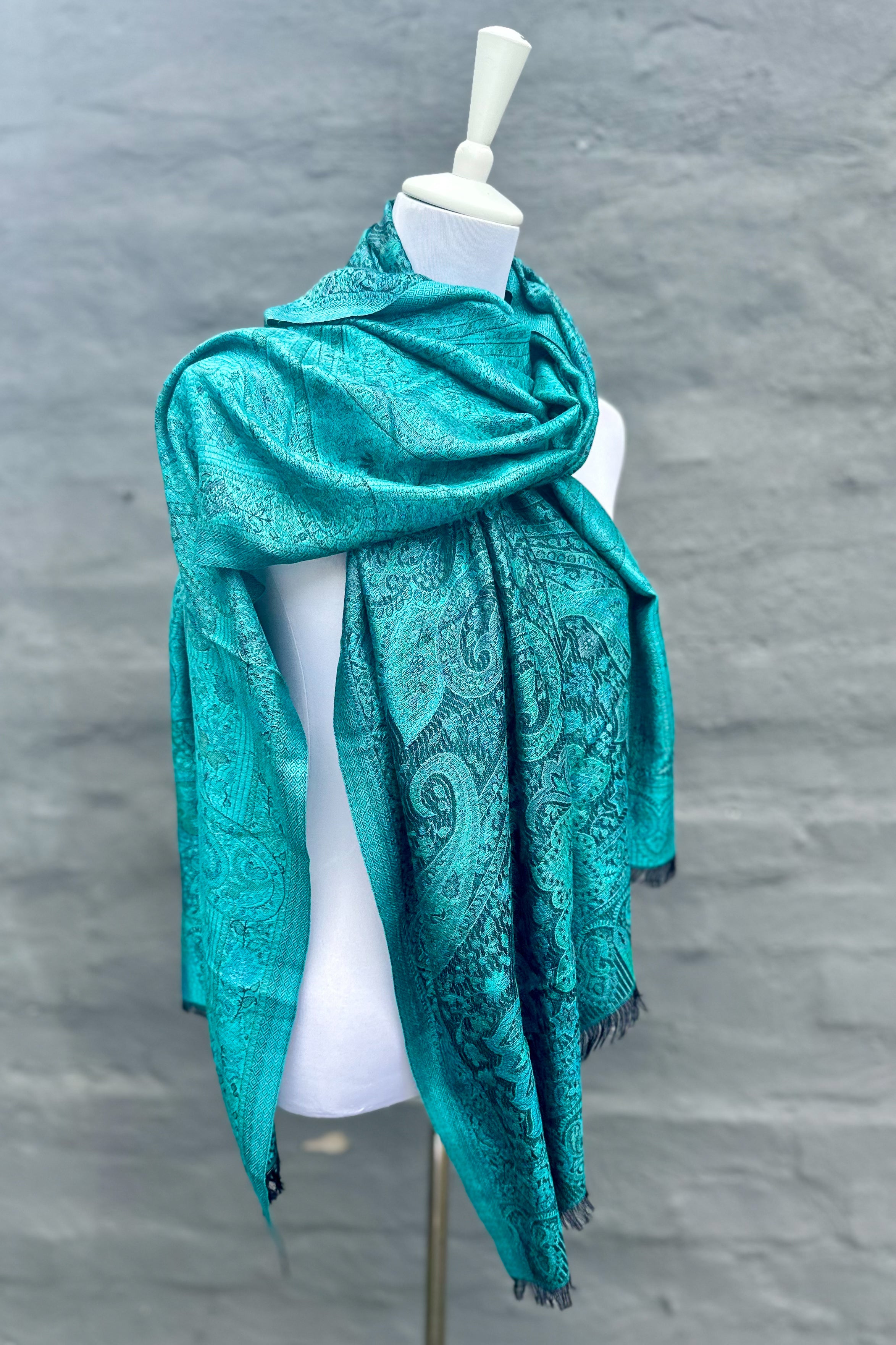Cashmere & Bamboo Scarf In Dark Jade