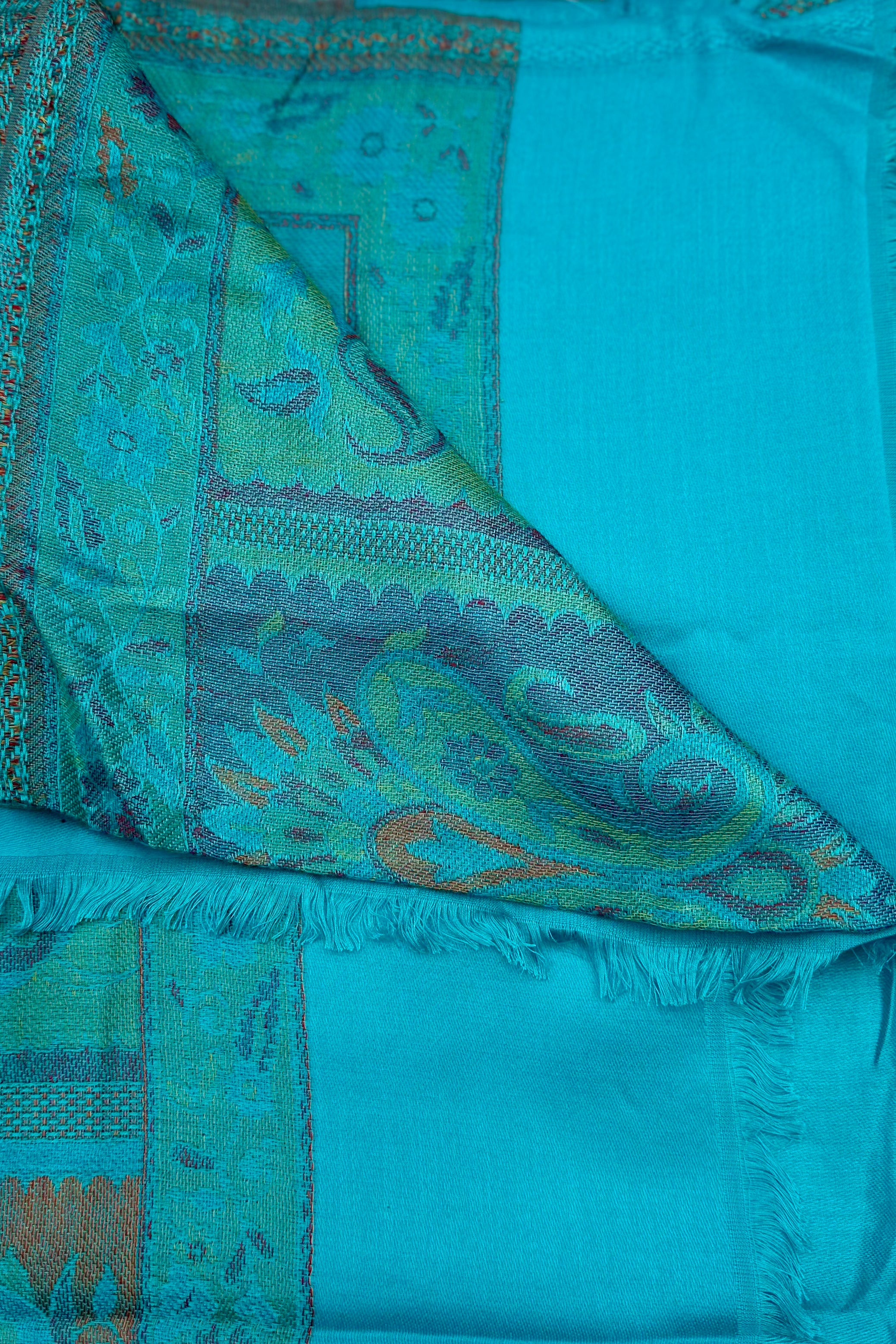 Cashmere & Bamboo Scarf In Turquoise Paisley