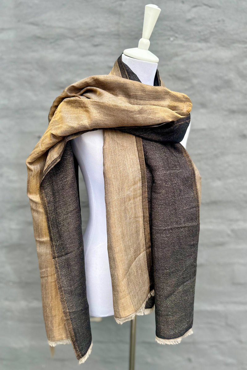 Cashmere & Bamboo Scarf In Golden Ebony