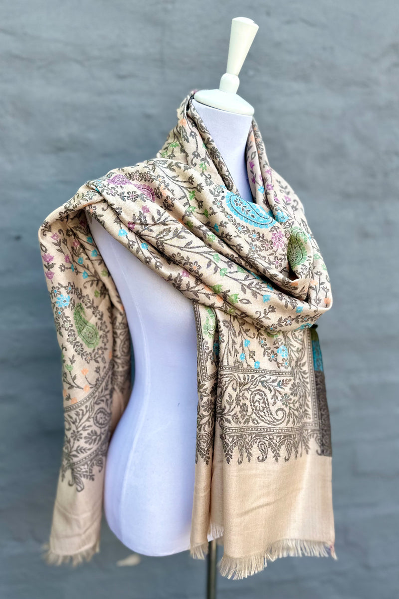 Cashmere & Bamboo Scarf In Sandy Vine