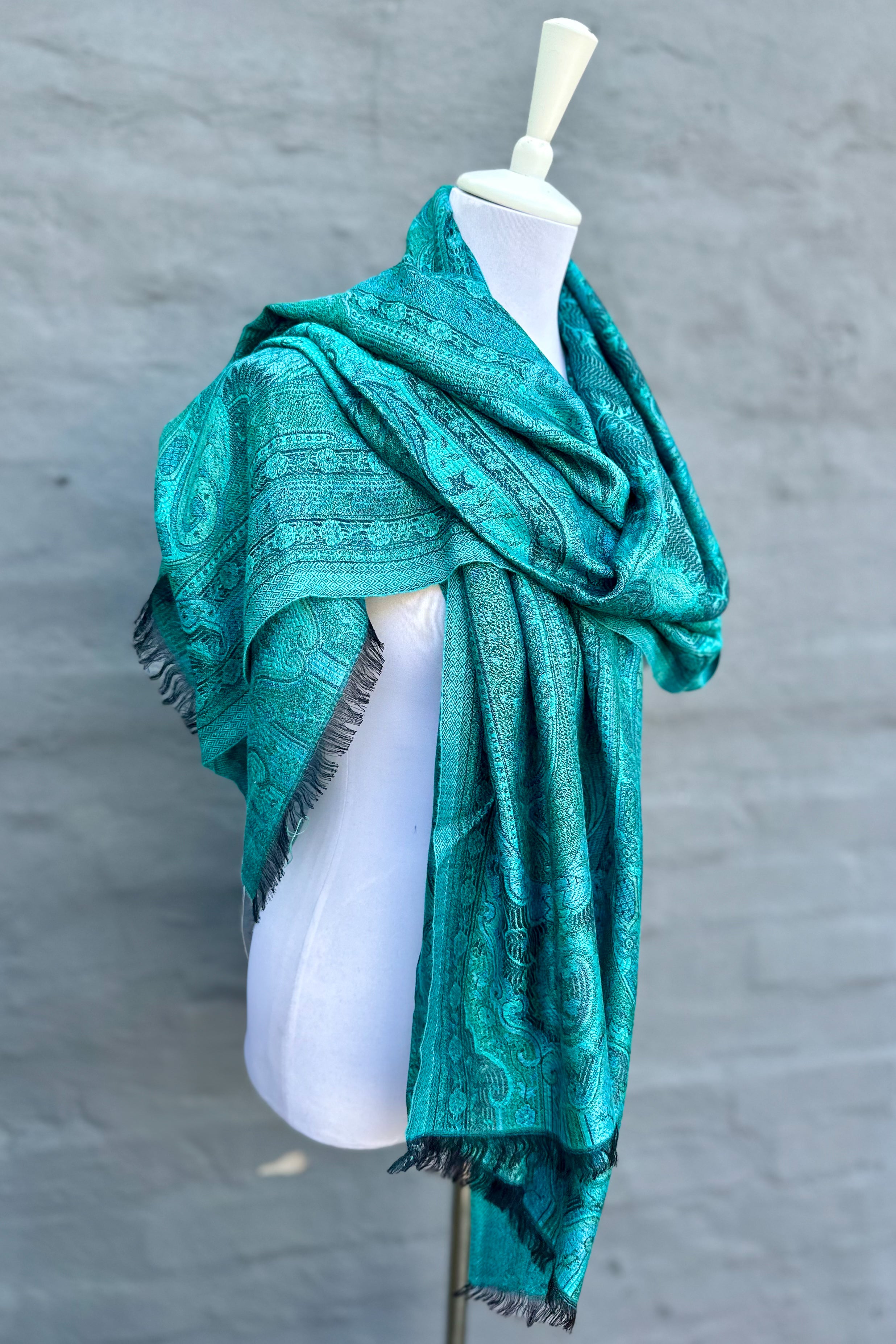 Cashmere & Bamboo Scarf In Peacock Baroque