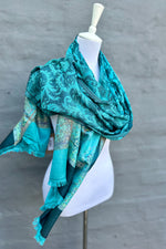 Cashmere & Bamboo Scarf In Teal Vine