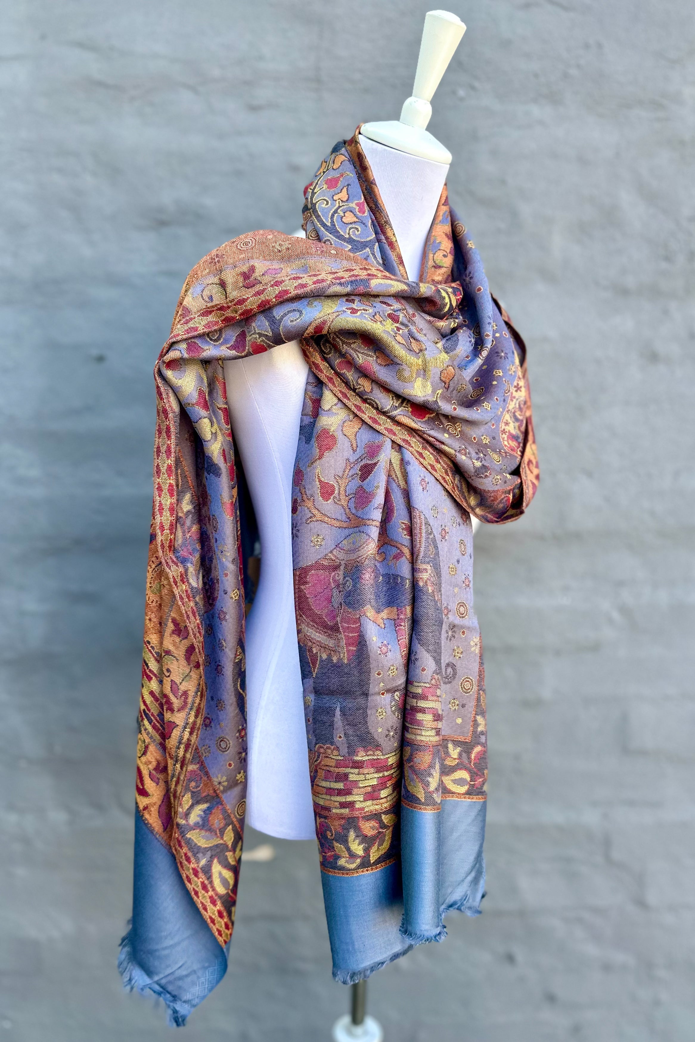 Cashmere & Bamboo Scarf In Sunset Steel