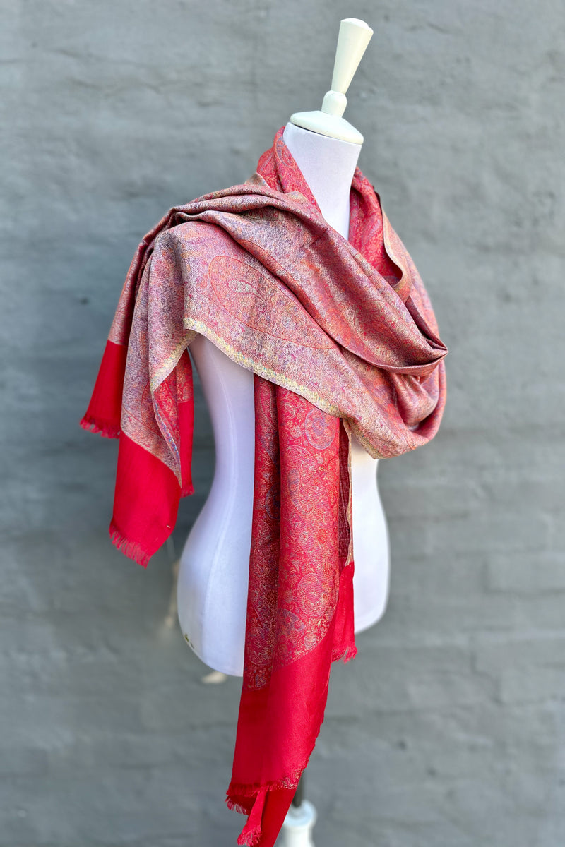 Cashmere & Bamboo Scarf In Golden Scarlet