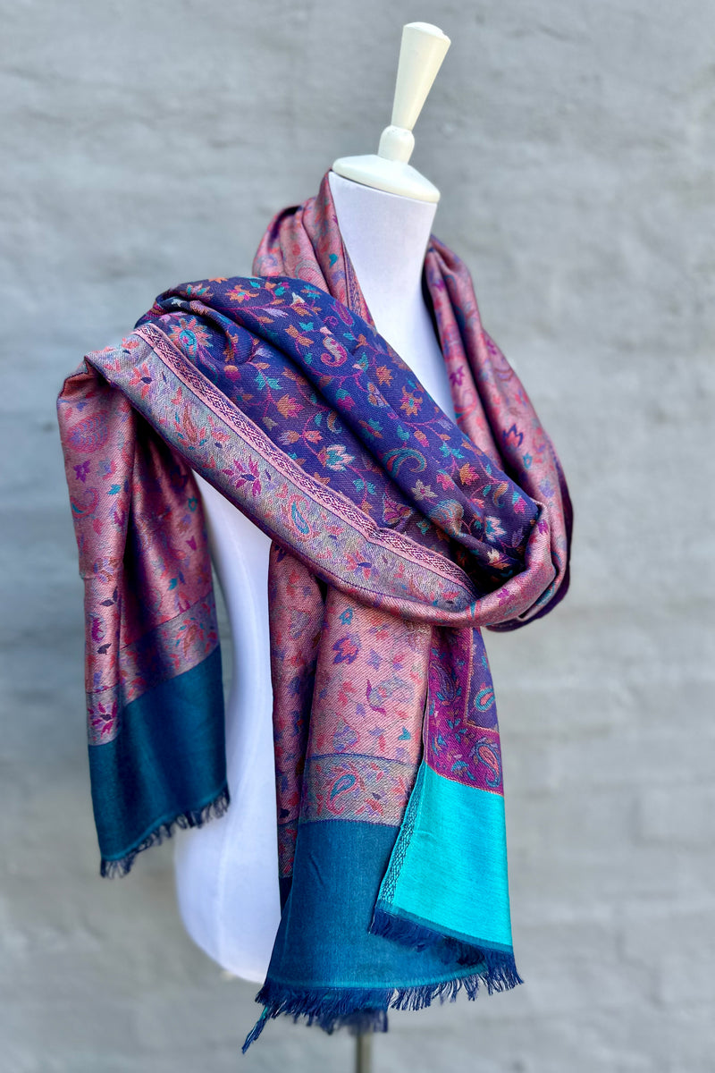 Cashmere & Bamboo Scarf In Midnight Teal