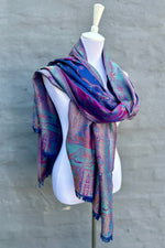 Cashmere & Bamboo Scarf In Blue Heron