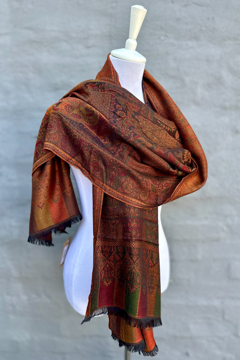 Cashmere & Bamboo Scarf In Burnt Umber