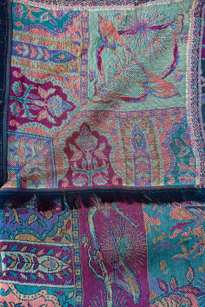 Cashmere & Bamboo Scarf In Night Garden