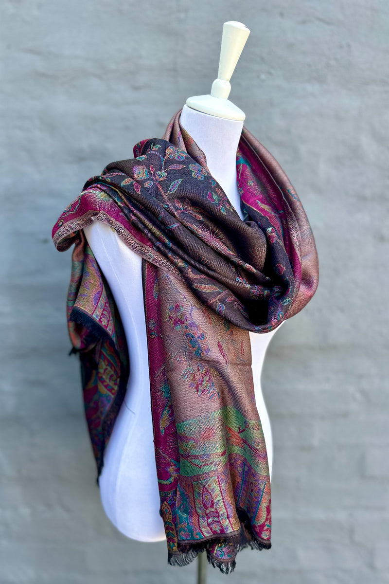 Cashmere & Bamboo Scarf In Night Garden