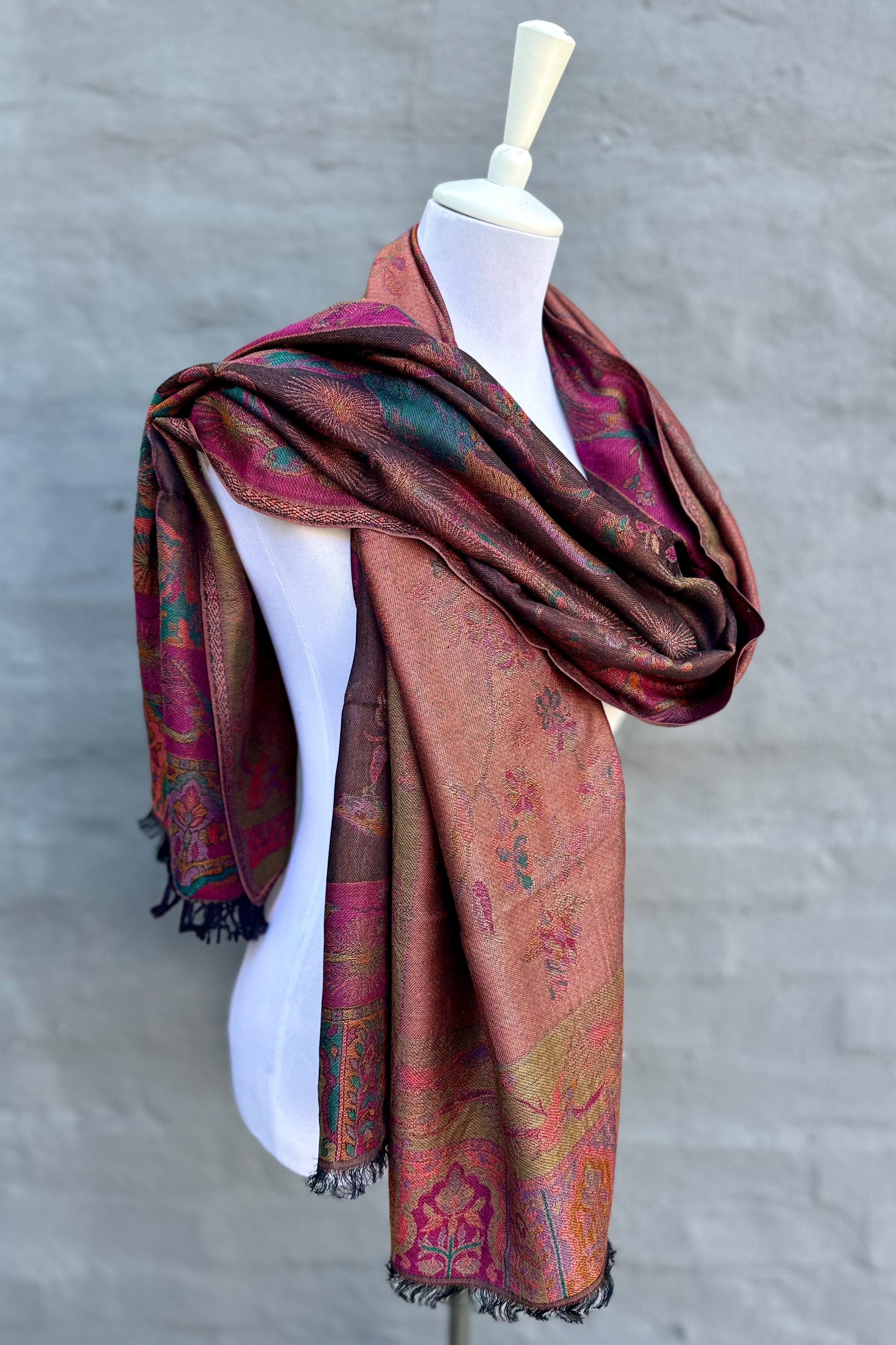 Cashmere & Bamboo Scarf In Sunset Heron
