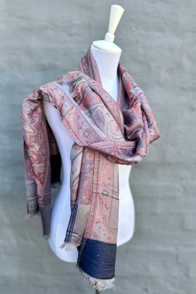 Cashmere & Bamboo Scarf In Silvery Mauve