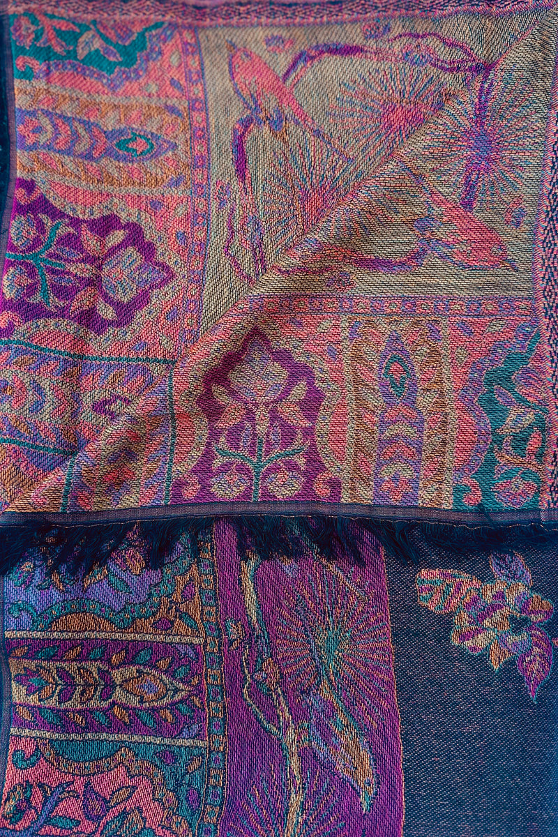 Cashmere & Bamboo Scarf In Autumn Birds