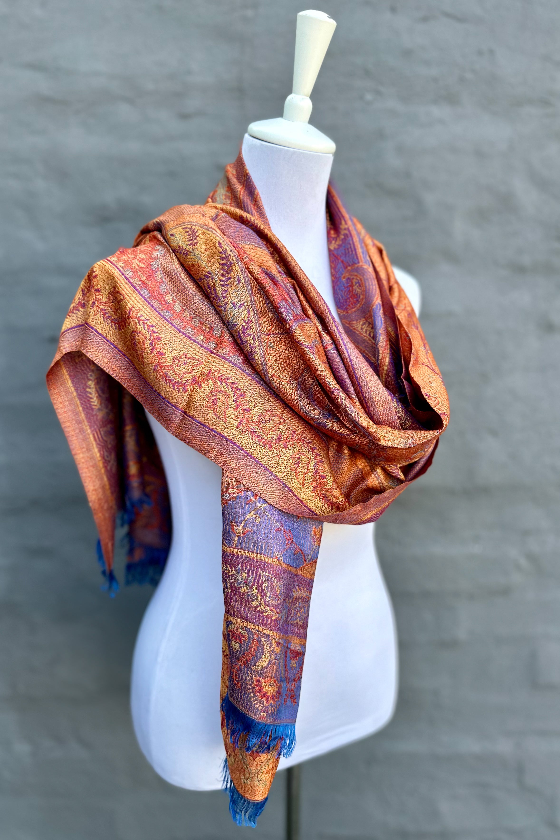 Cashmere & Bamboo Scarf In Golden Periwinkle